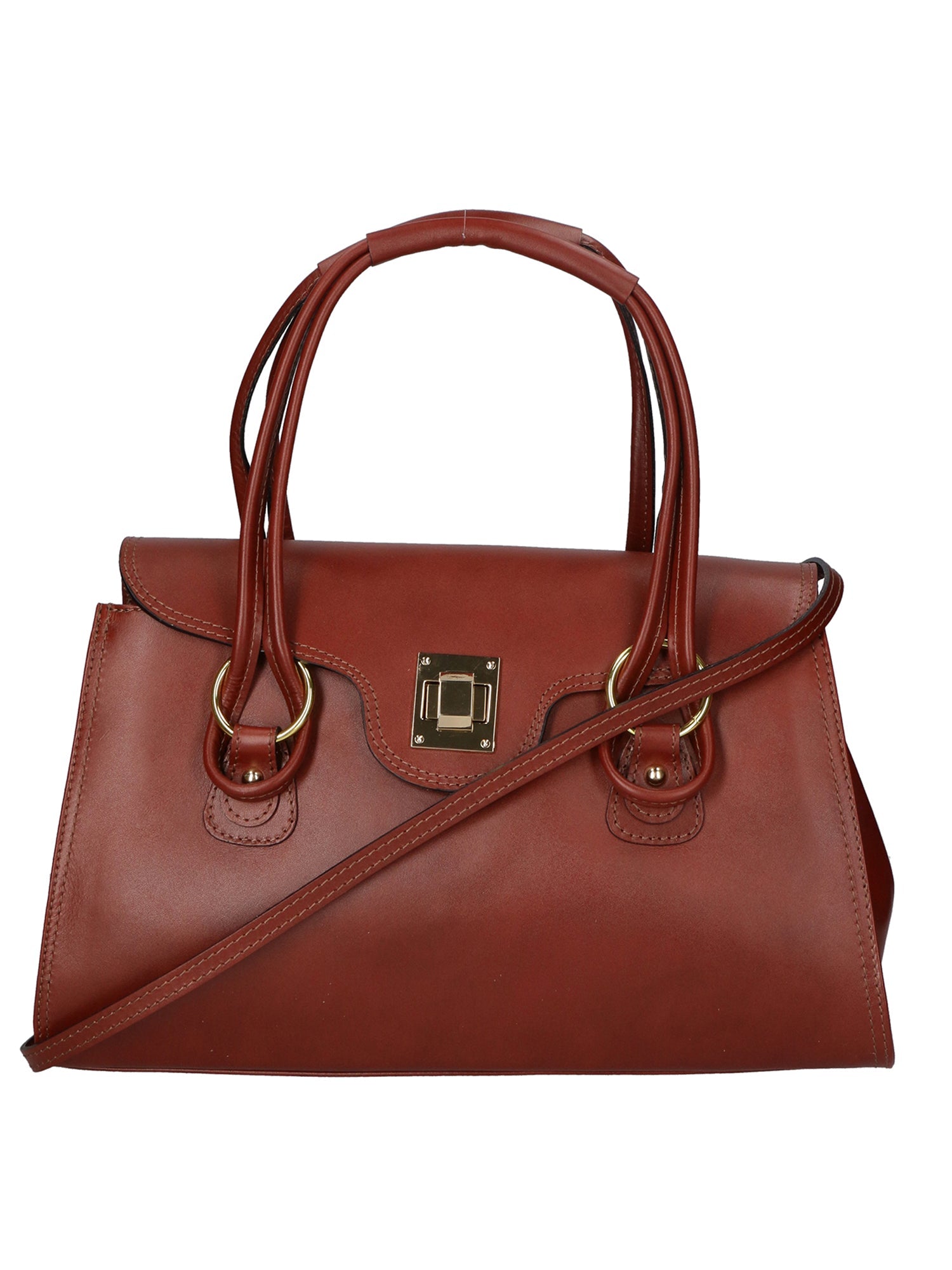 Fiona Borsa a mano da donna 100% pelle 9112-MARRONE BROWN Chiara Ferretti