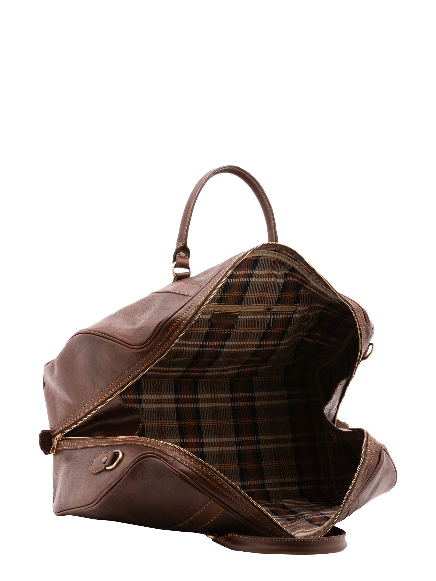 Borsa da viaggio unisex vera pelle 100% cotone 4038-TESTA DI MORO Alessia Firenze