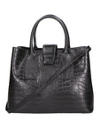 Letizia Borsa a mano da donna Pelle stampata croco 06542-NERO Chiara Ferretti