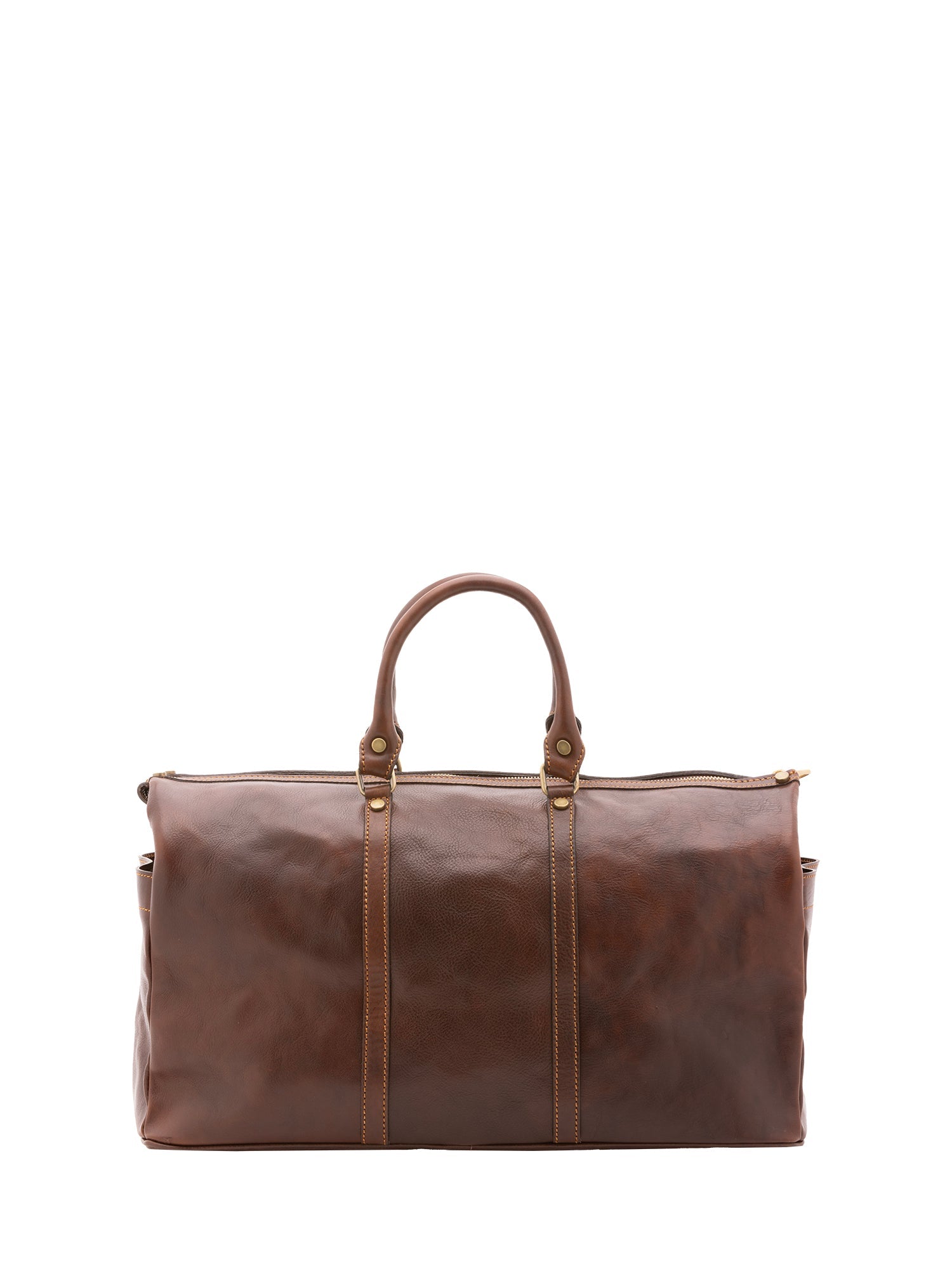 Borsa da viaggio unisex vera pelle 100% cotone 4546-TESTA DI MORO Alessia Firenze