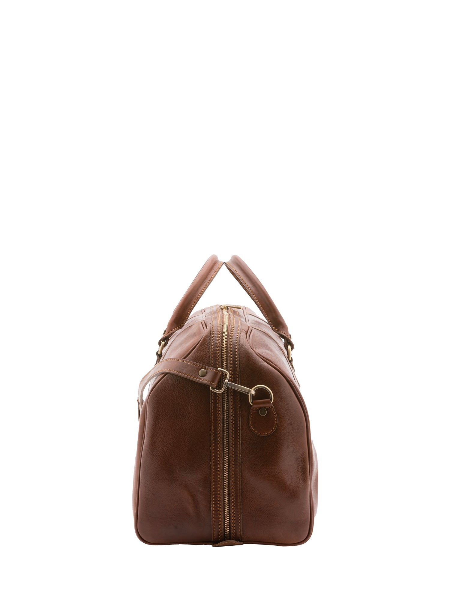 Borsa da viaggio unisex vera pelle 100% cotone 4038-MARRONE Alessia Firenze