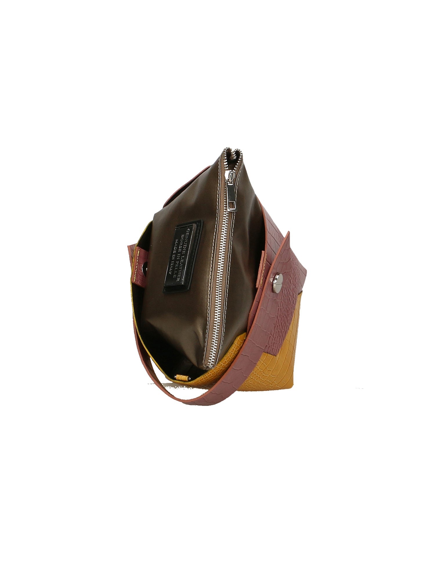 Ombretta Borsa a mano da donna Vera pelle 00643-C73+C36 MALVA+SENAPE MUSTARD Chiara Ferretti