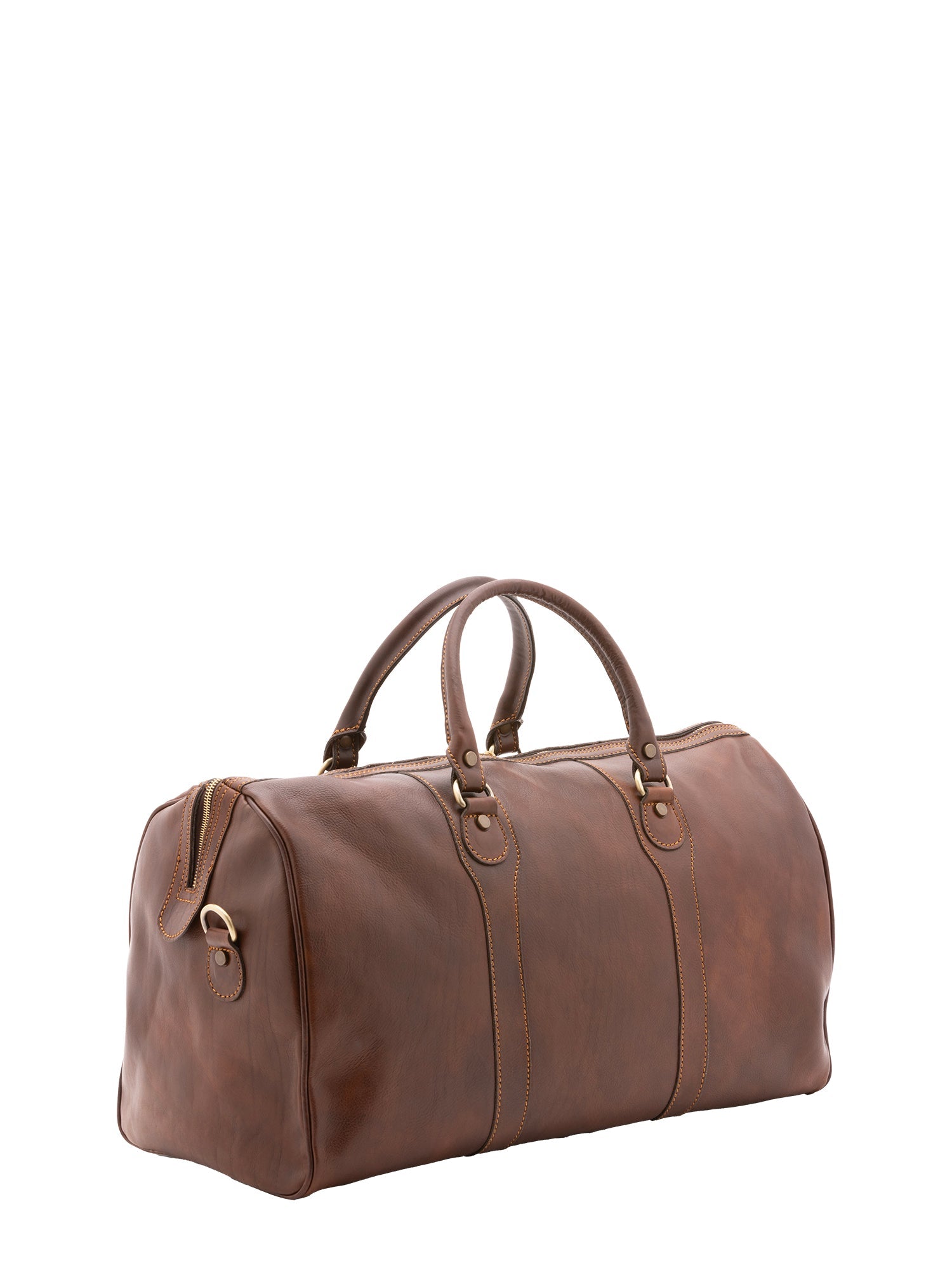 Borsa da viaggio unisex in vera pelle 100% cotone 4039-TESTA DI MORO Alessia Firenze