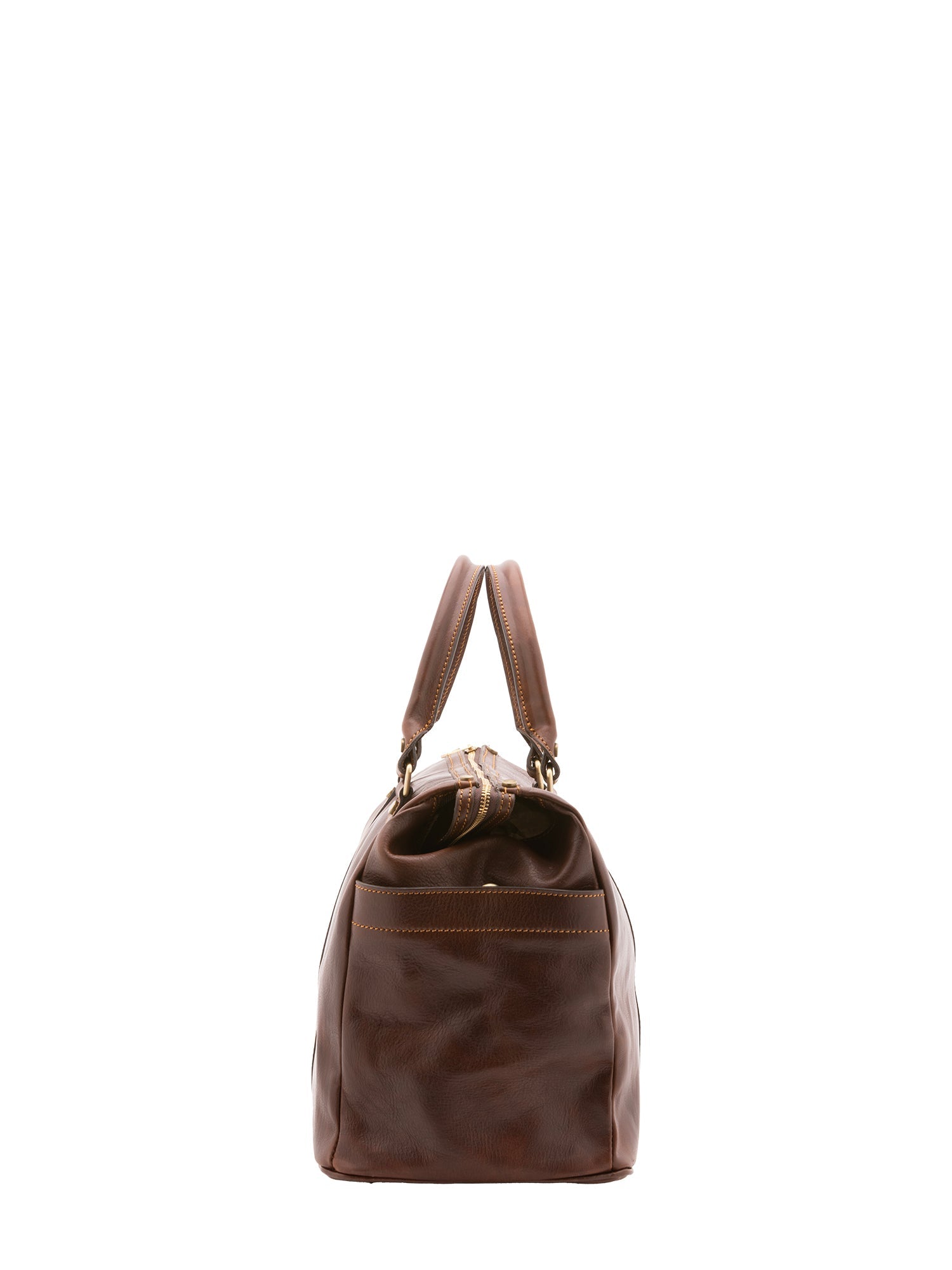Borsa da viaggio unisex vera pelle 100% cotone 4546-TESTA DI MORO Alessia Firenze