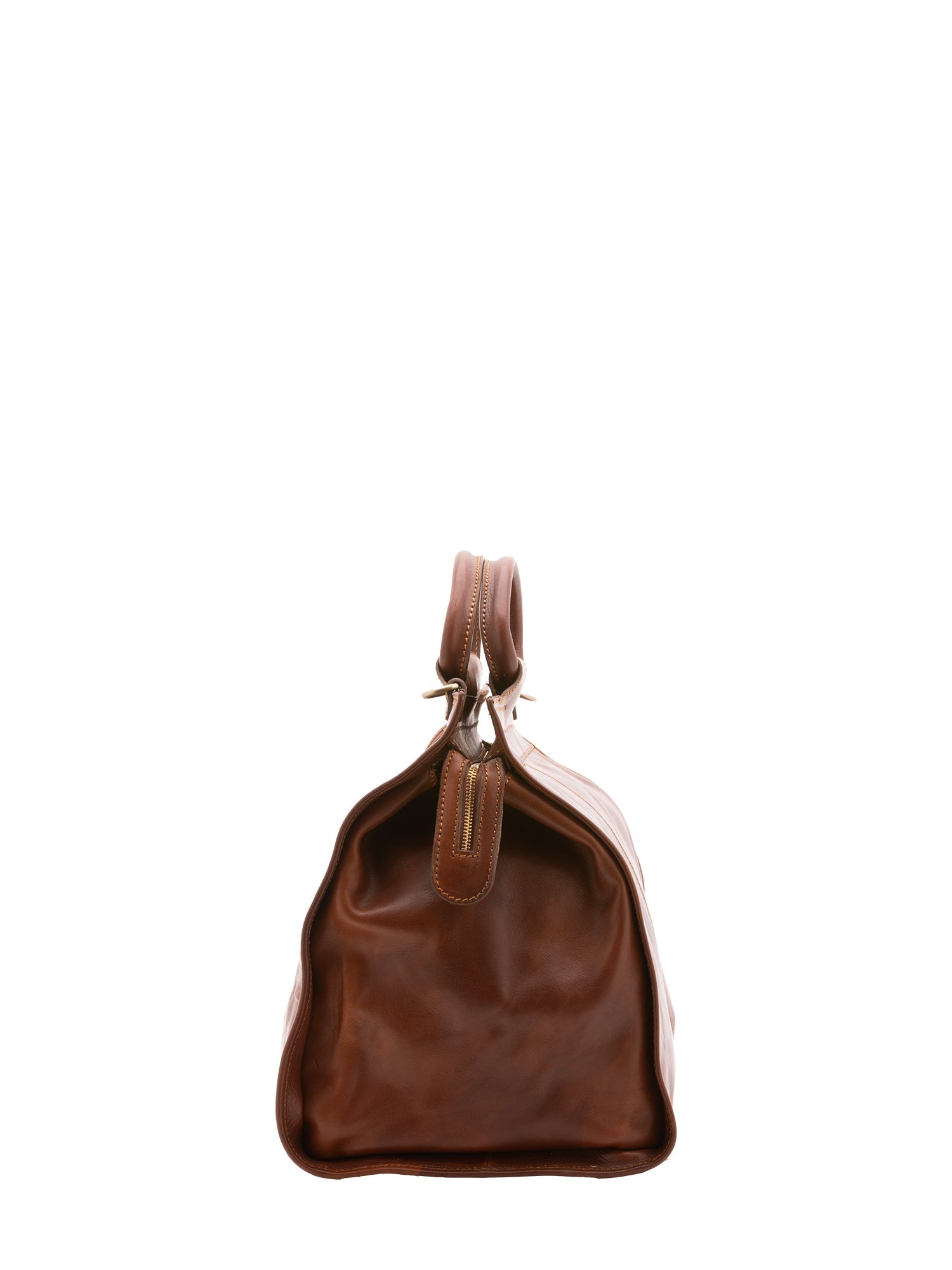 Borsa da viaggio unisex in vera pelle 100% cotone 4563-MARRONE Alessia Firenze