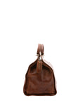 Borsa da viaggio unisex in vera pelle 100% cotone 4563-MARRONE Alessia Firenze