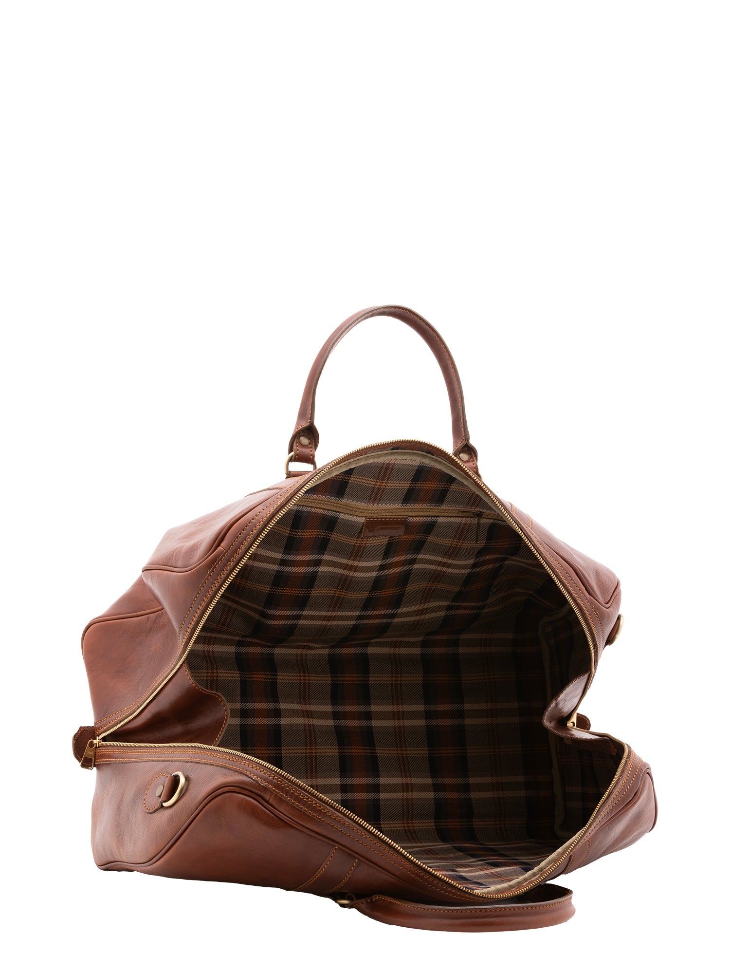 Borsa da viaggio unisex vera pelle 100% cotone 4038-MARRONE Alessia Firenze
