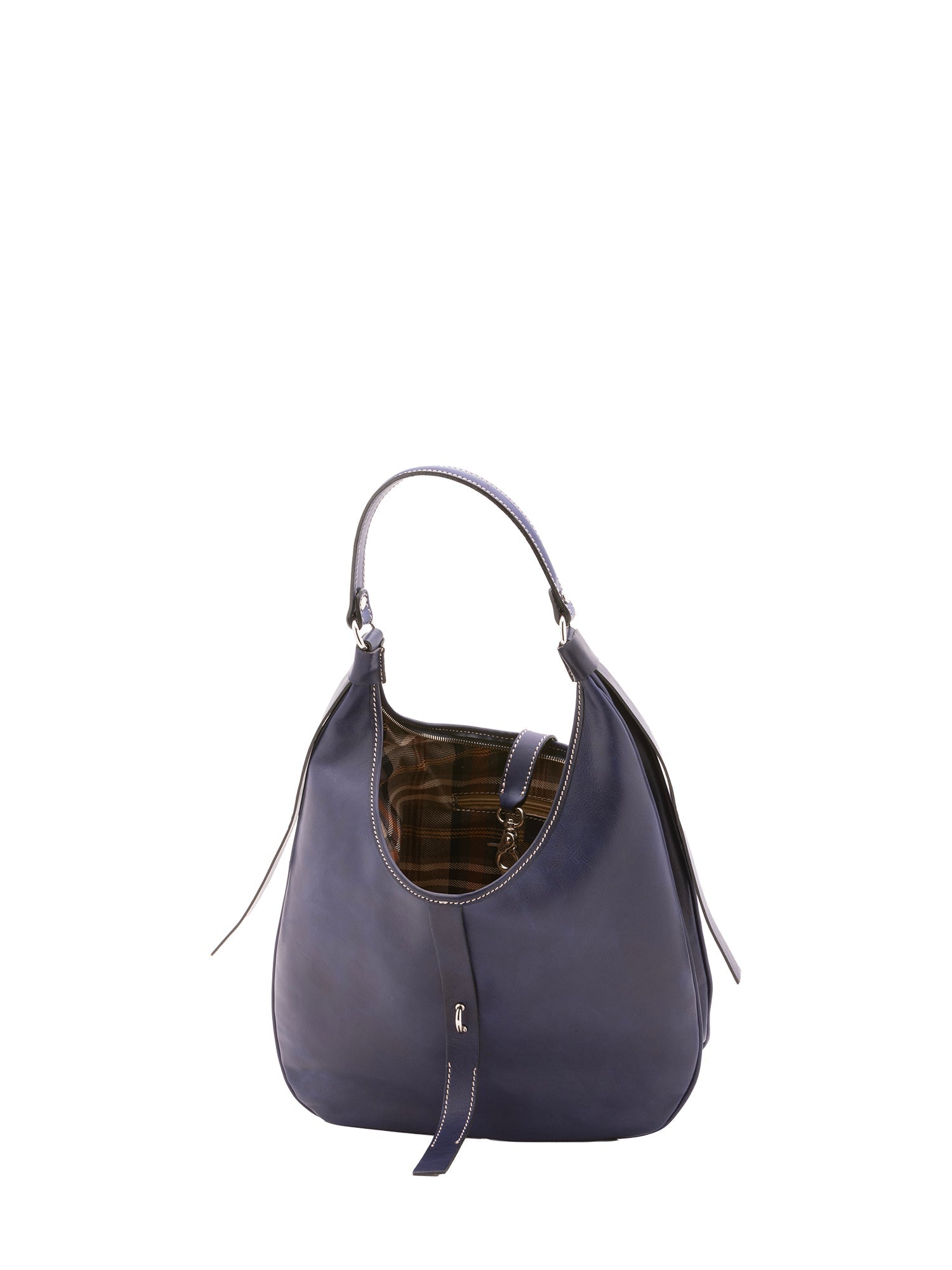 Borsa a spalla da donna 100% vera pelle 4607-BLU Alessia Firenze