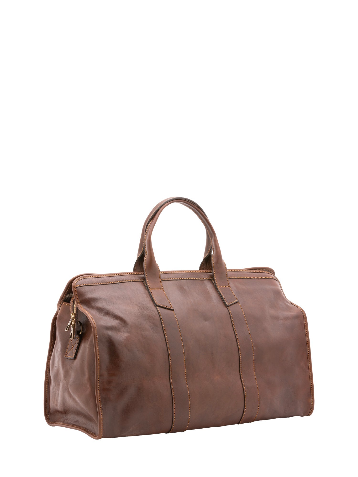 Borsa da viaggio unisex in vera pelle 100% cotone 4091-TESTA DI MORO Alessia Firenze