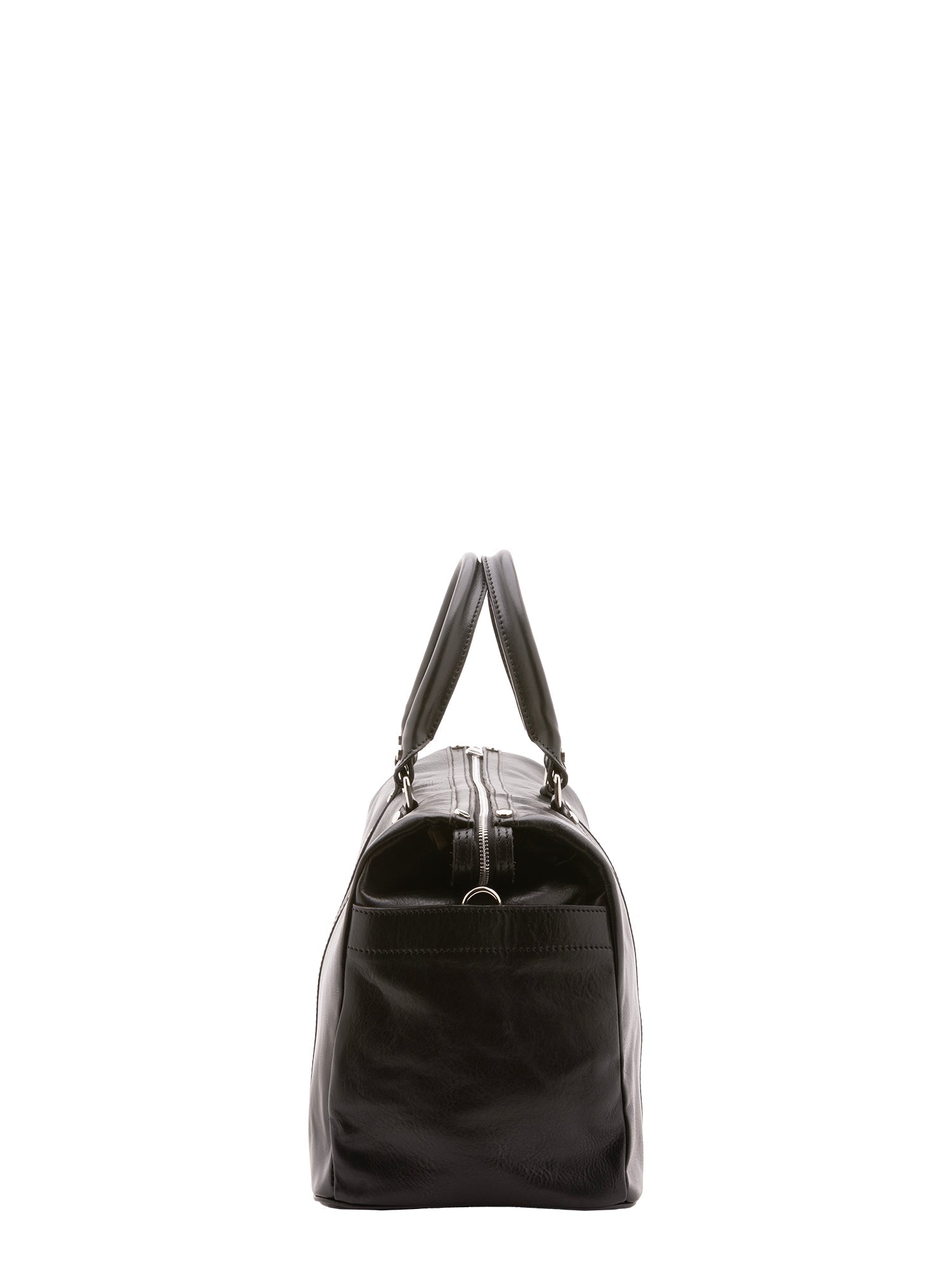 Borsa da viaggio unisex vera pelle 100% cotone 4546-NERO Alessia Firenze