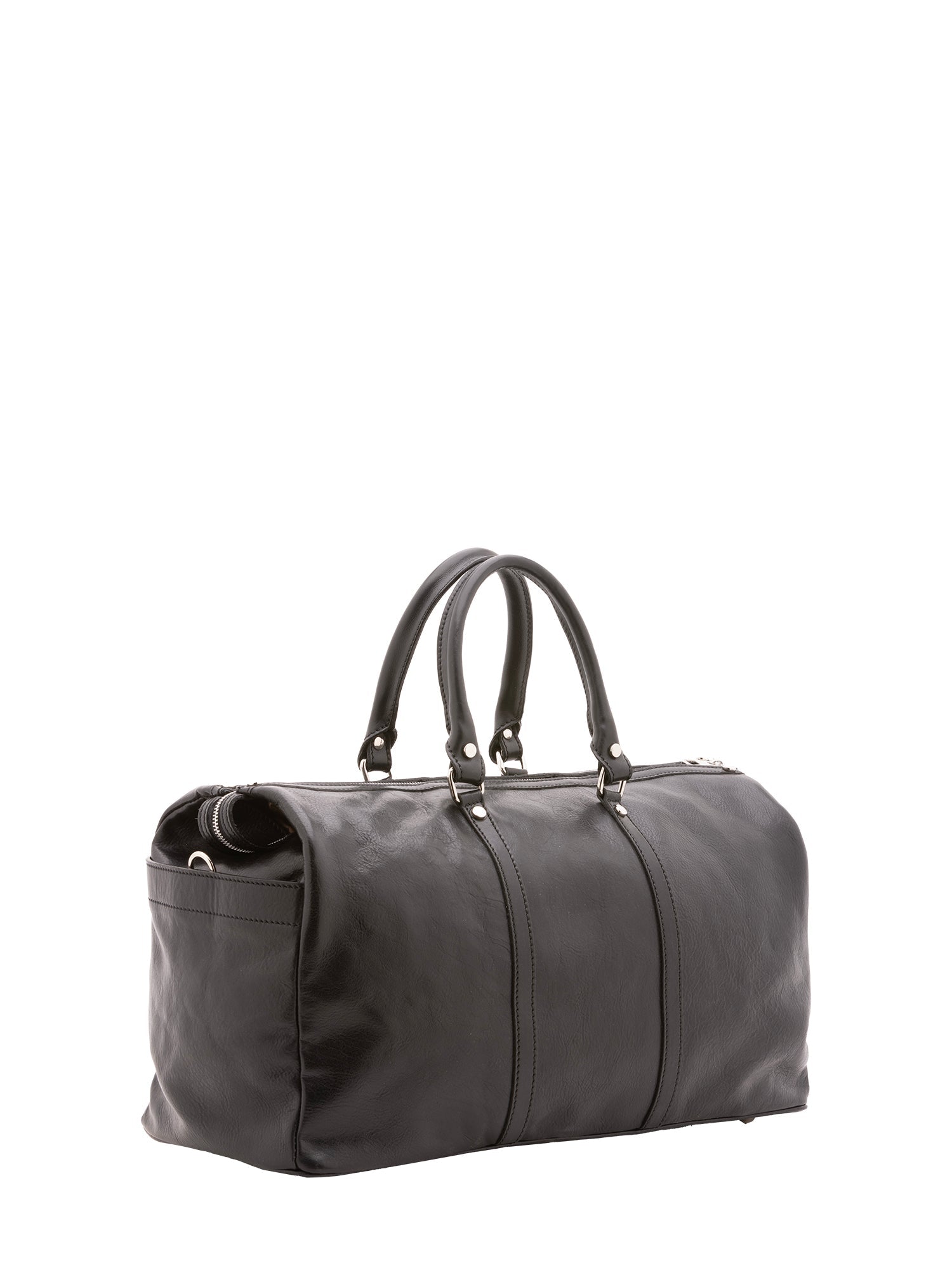 Borsa da viaggio unisex vera pelle 100% cotone 4546-NERO Alessia Firenze