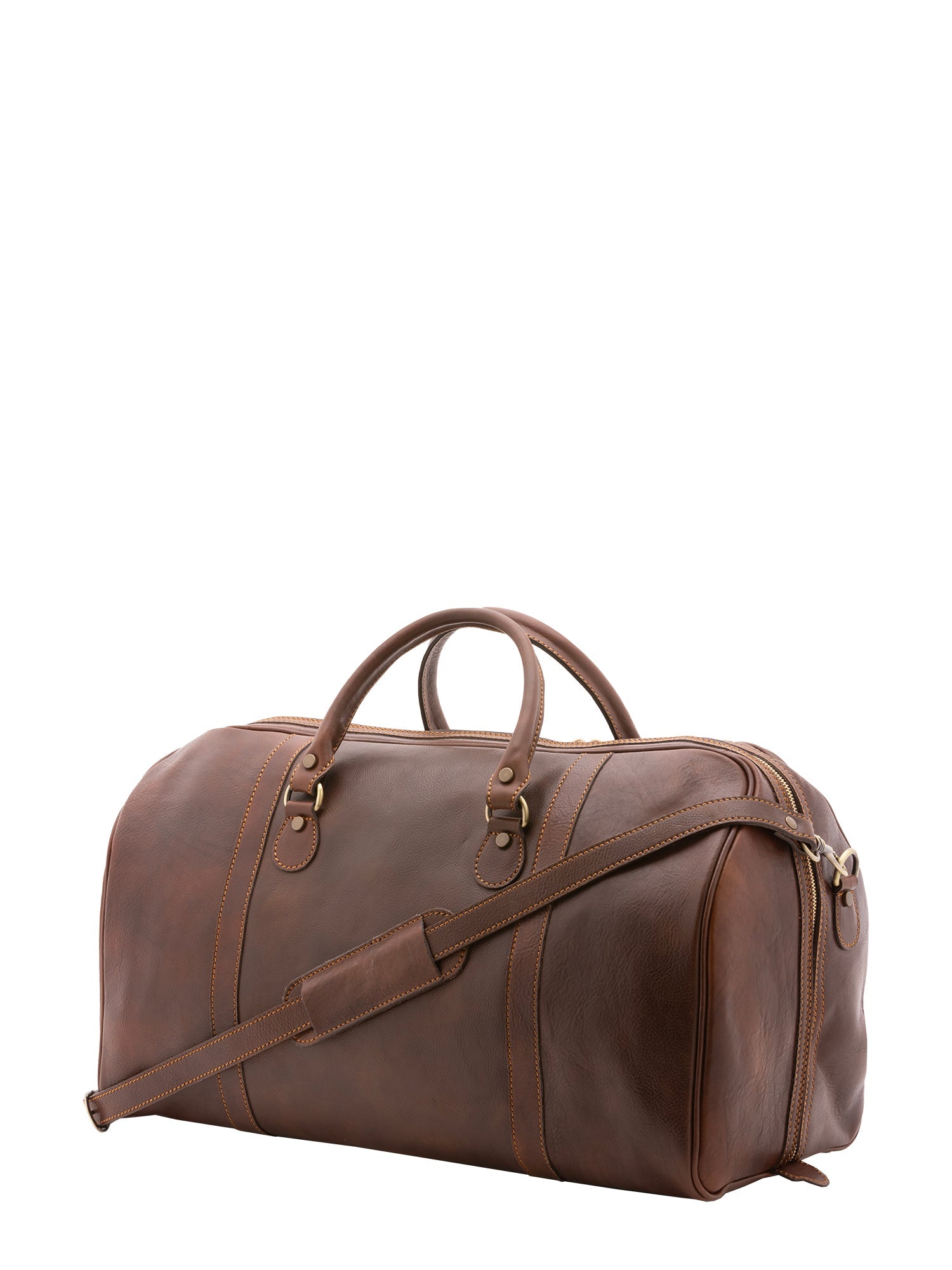 Borsa da viaggio unisex vera pelle 100% cotone 4038-TESTA DI MORO Alessia Firenze