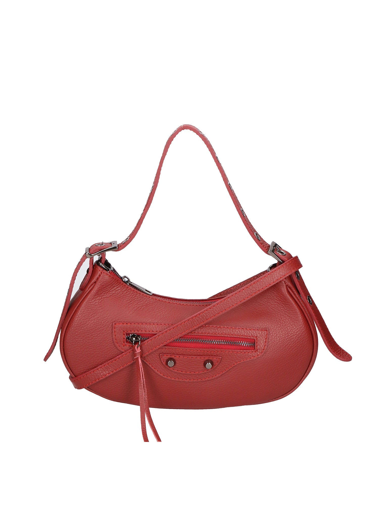 Loredana Damen-Schultertasche aus echtem Leder, hergestellt in Italien, 15 x 30 x 8 cm