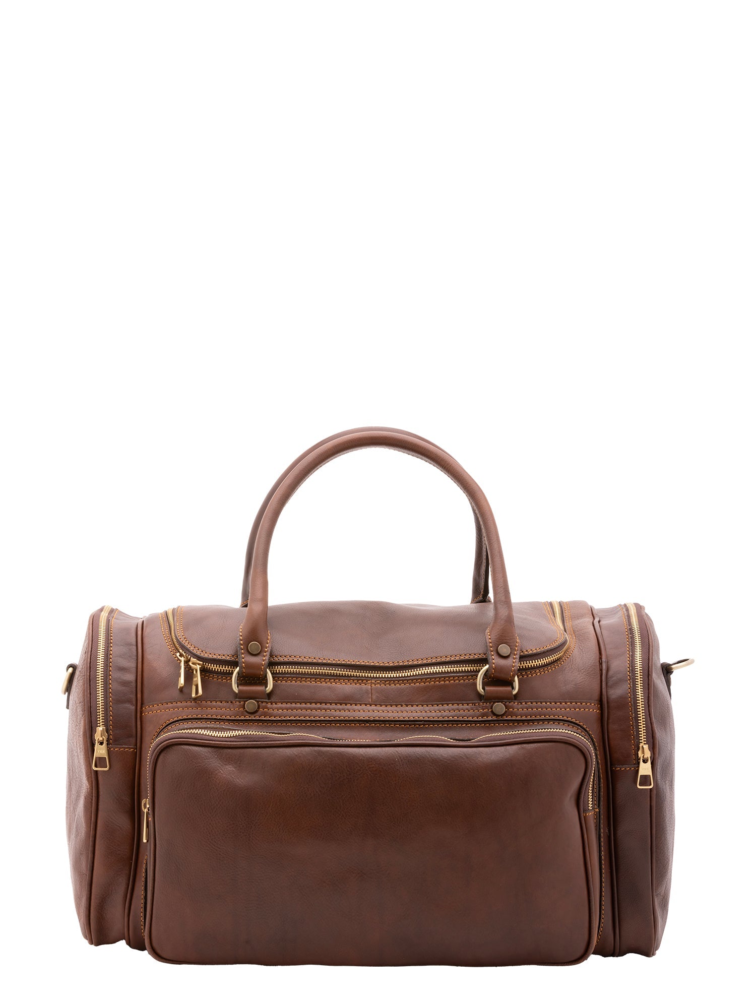 Borsa da viaggio unisex in vera pelle 100% cotone 4045-TESTA DI MORO Alessia Firenze