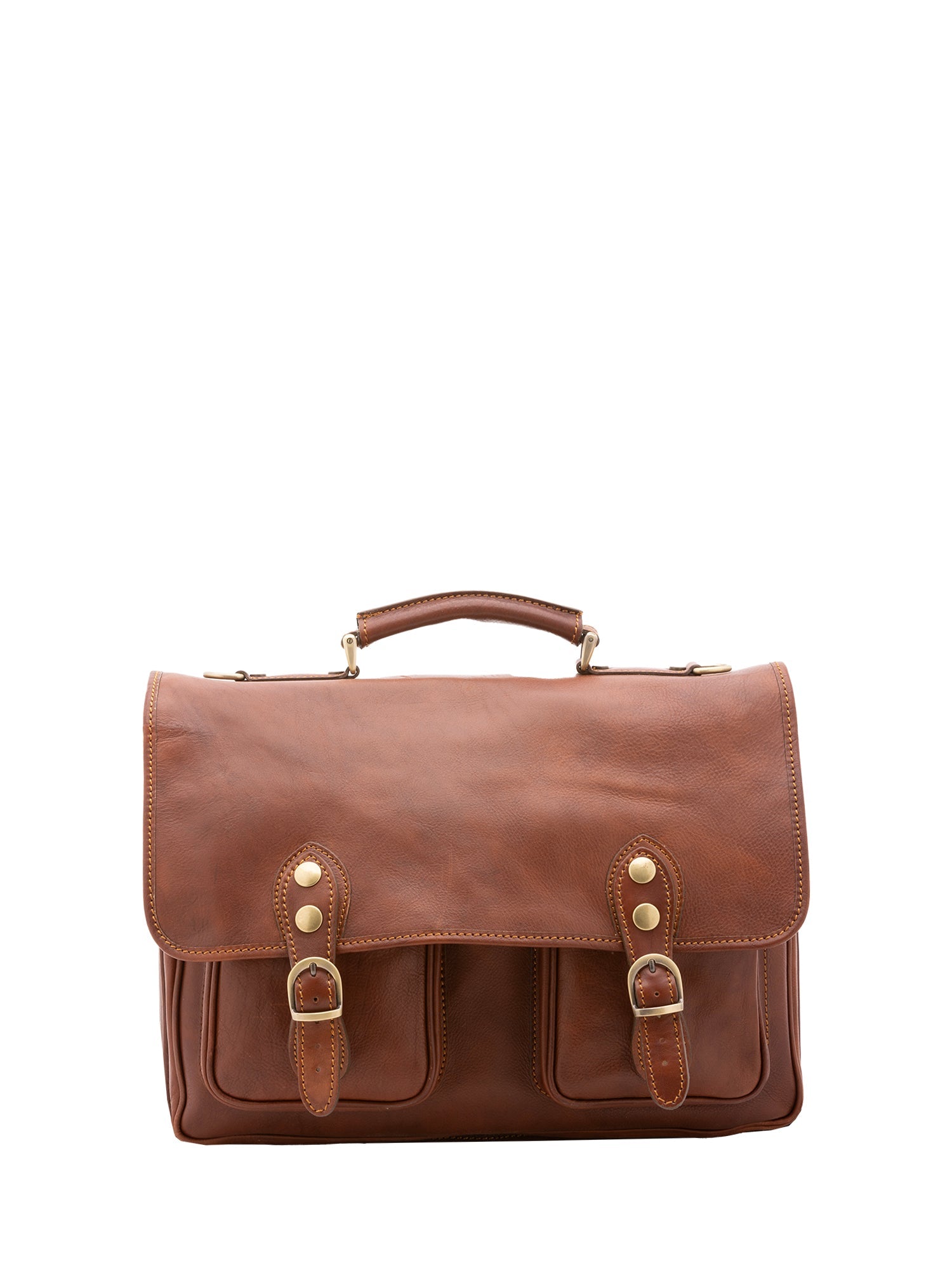 Borsa a mano unisex vera pelle Made in Italy 4015-MARRONE Alessia Firenze