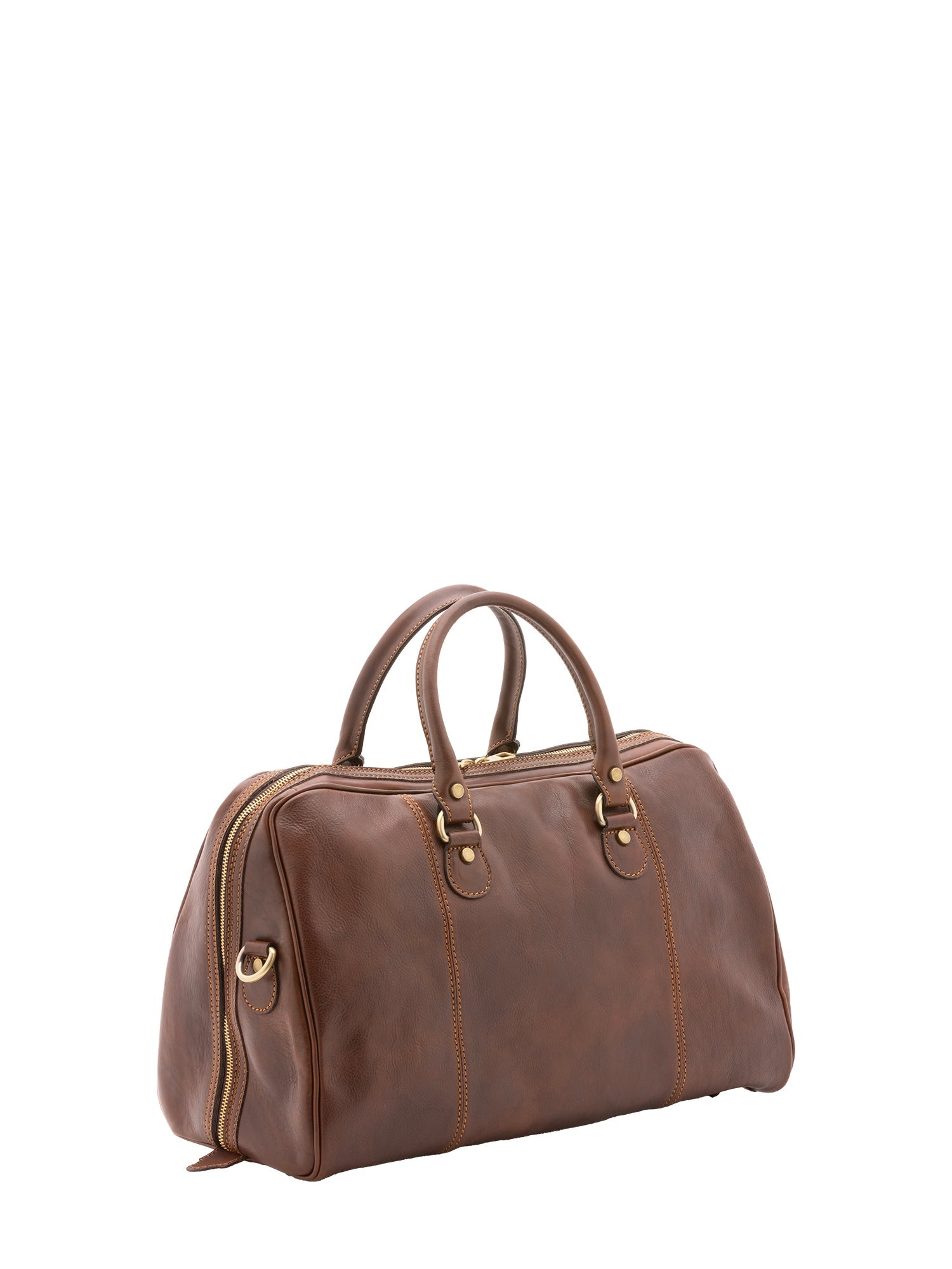 Borsa da viaggio unisex in vera pelle 100% cotone 4040-TESTA DI MORO Alessia Firenze