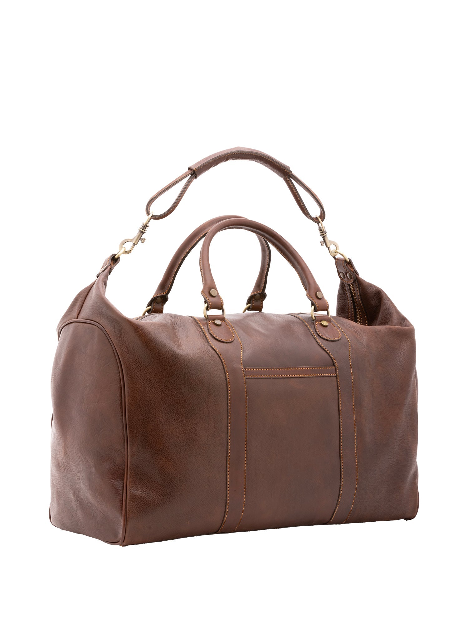 Borsa da viaggio unisex in vera pelle 100% cotone 4046-TESTA DI MORO Alessia Firenze