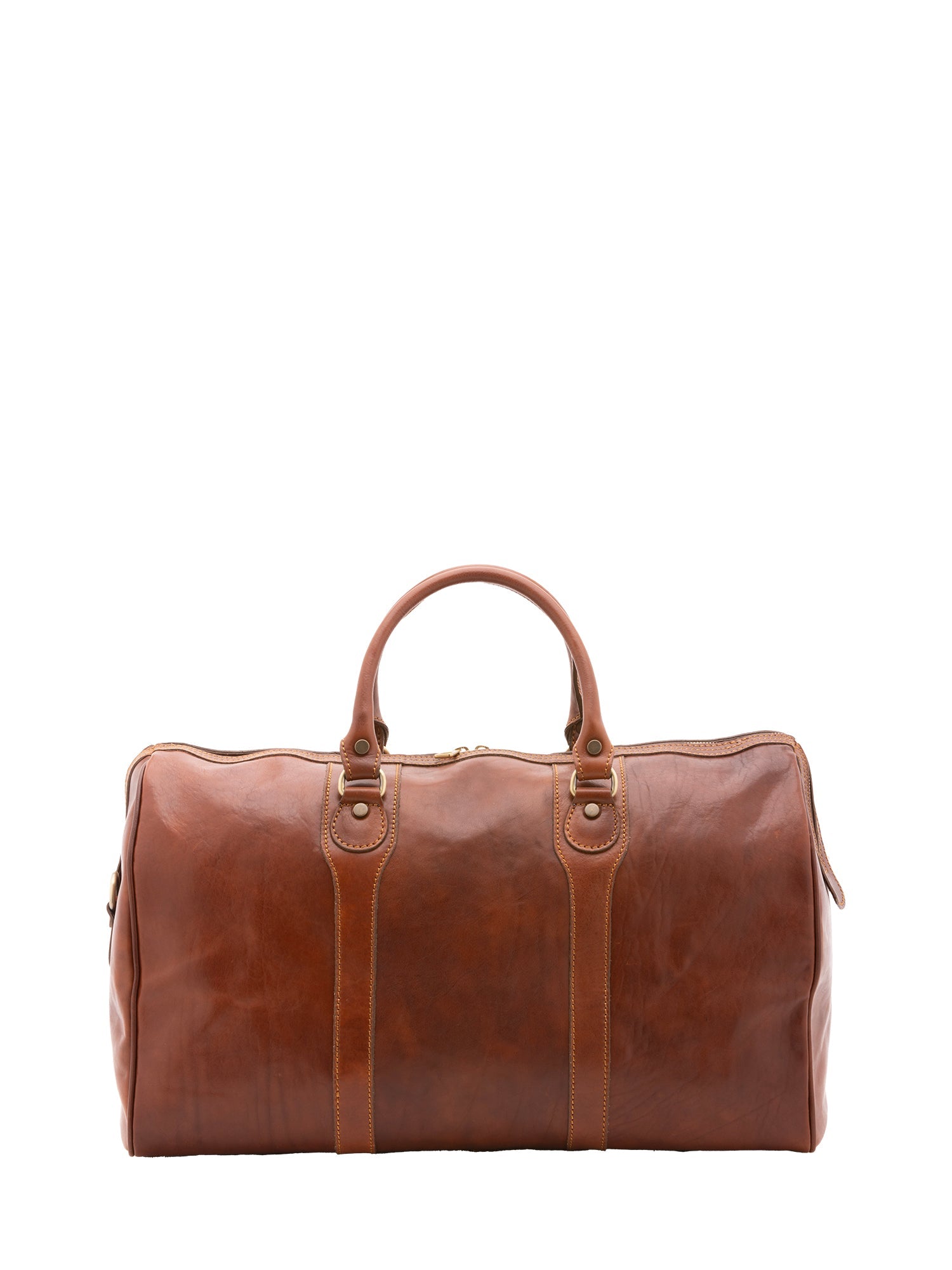 Borsa da viaggio unisex in vera pelle 100% cotone 4039-MARRONE Alessia Firenze