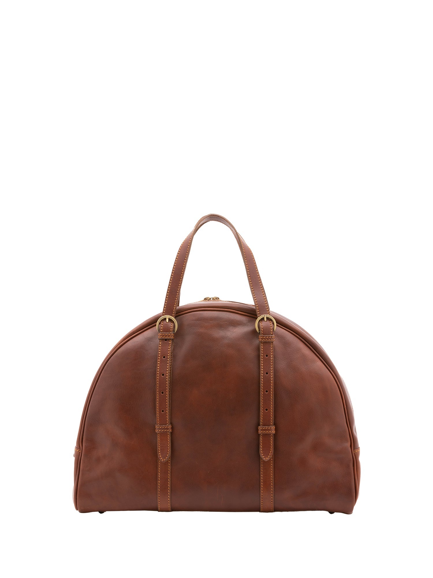 Borsa da viaggio unisex in vera pelle 100% cotone 4589-MARRONE Alessia Firenze