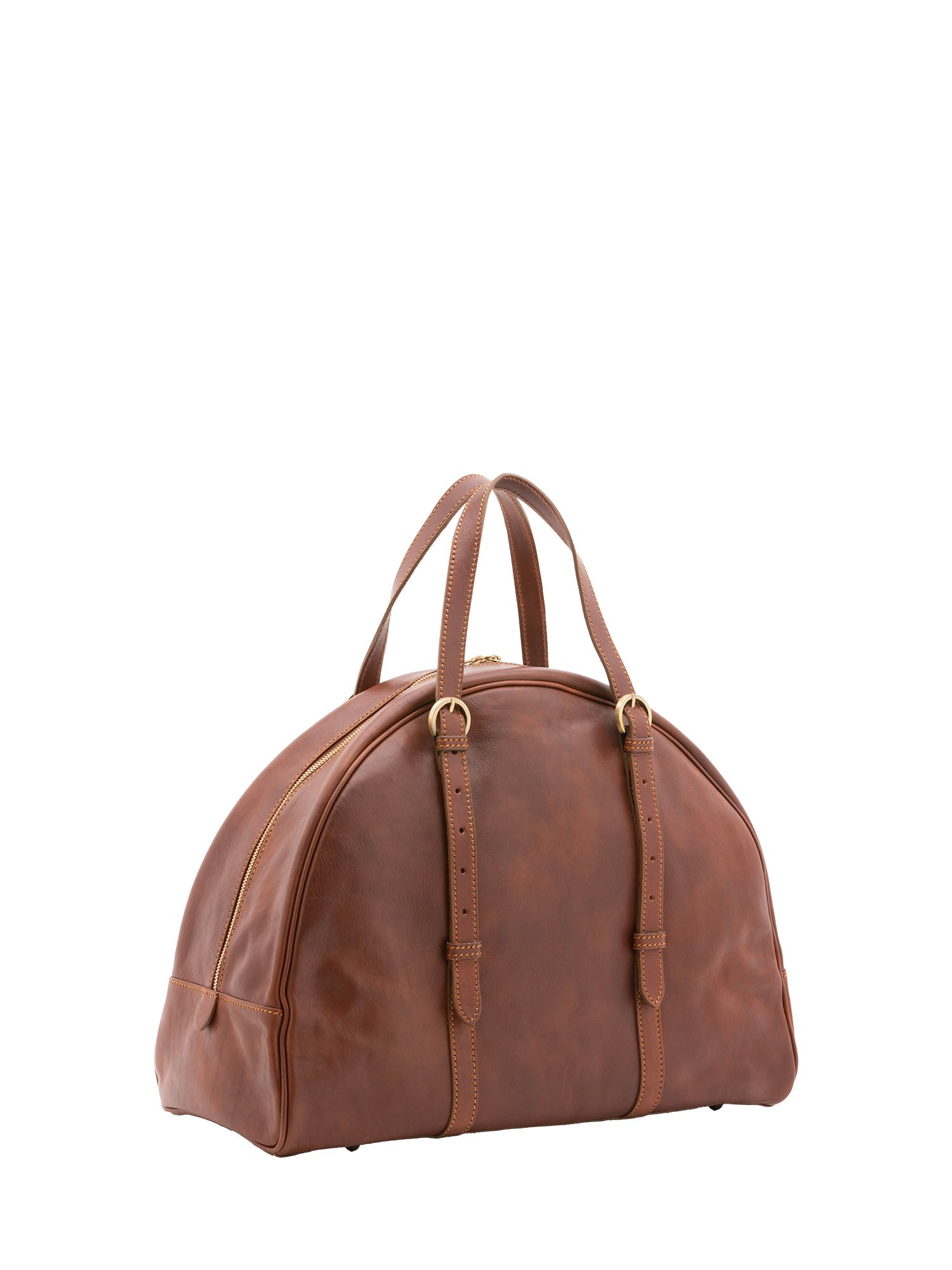Borsa da viaggio unisex in vera pelle 100% cotone 4589-MARRONE Alessia Firenze