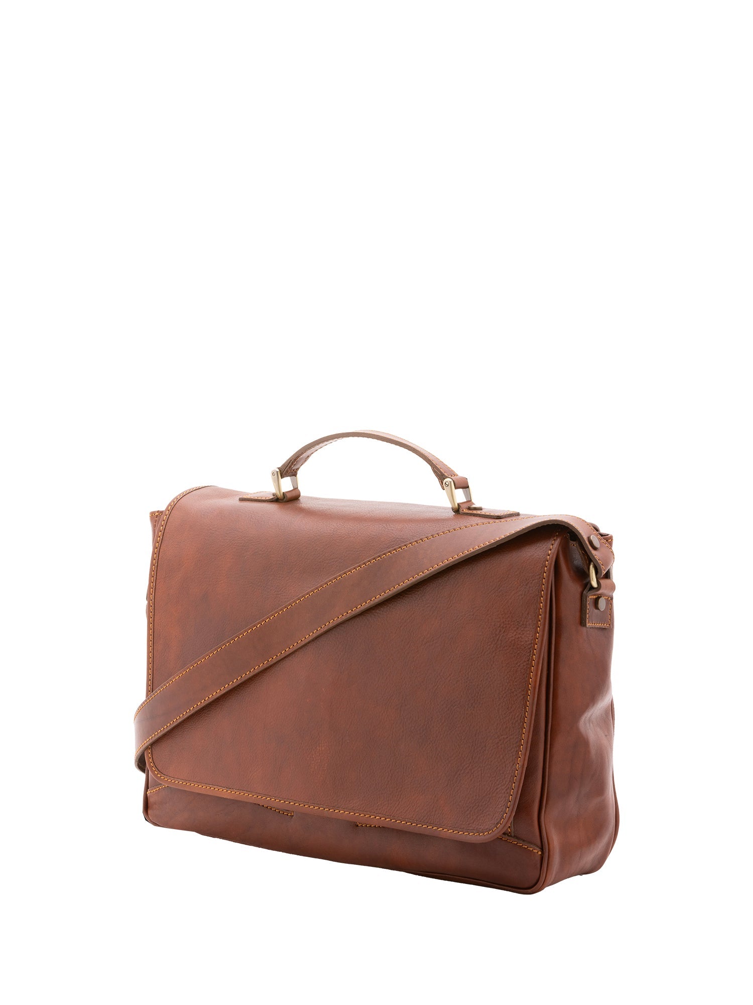 Borsa a mano unisex in vera pelle Made in Italy 4576-MARRONE Alessia Firenze