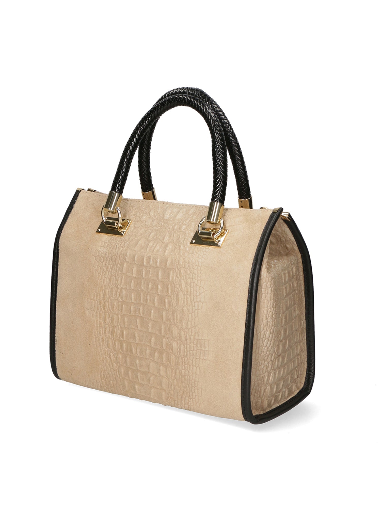 Edna Borsa a bauletto da donna Pelle e camoscio stampato croco 80044-009 TAUPE SCURO Chiara Ferretti