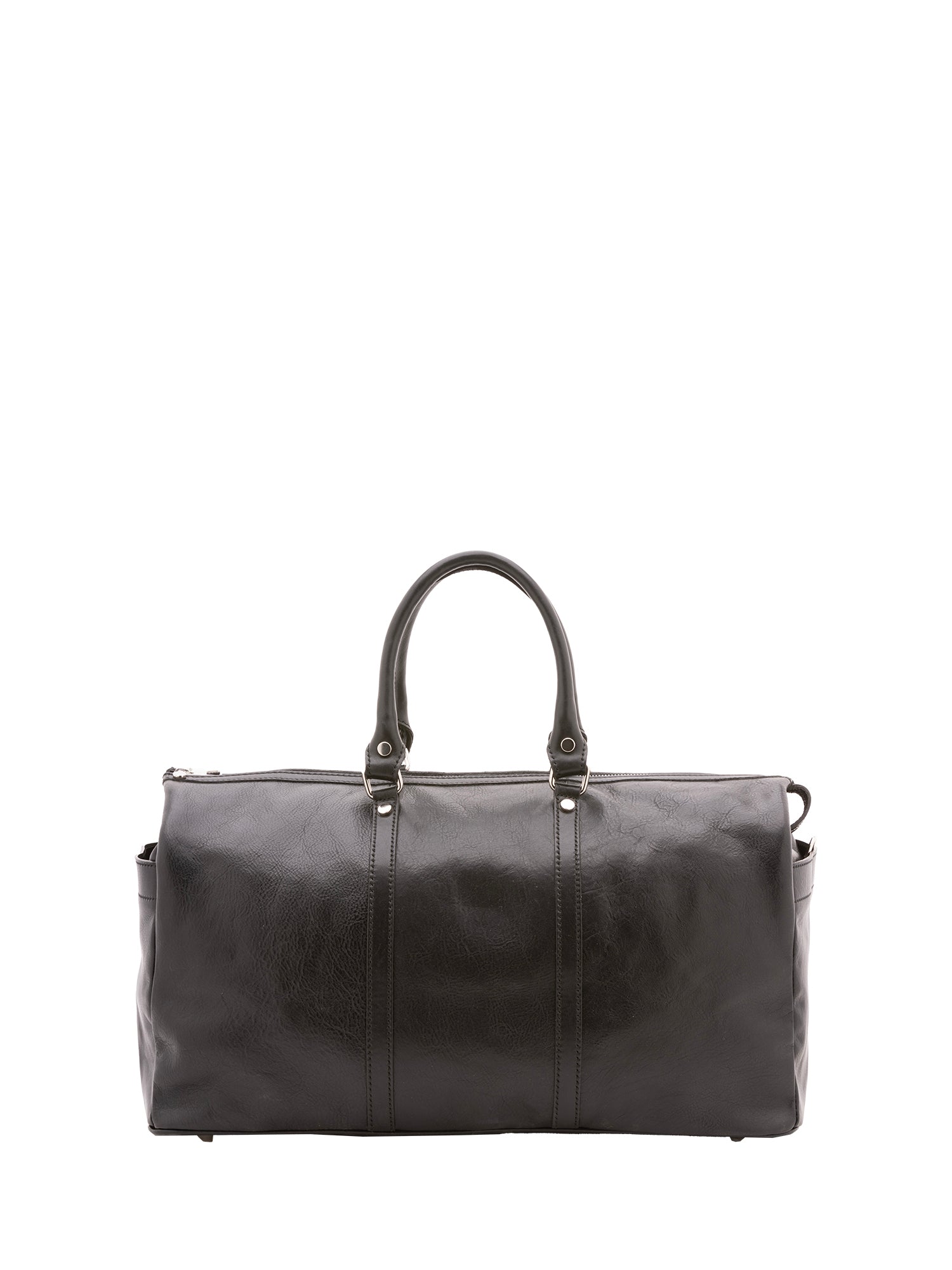 Borsa da viaggio unisex vera pelle 100% cotone 4546-NERO Alessia Firenze