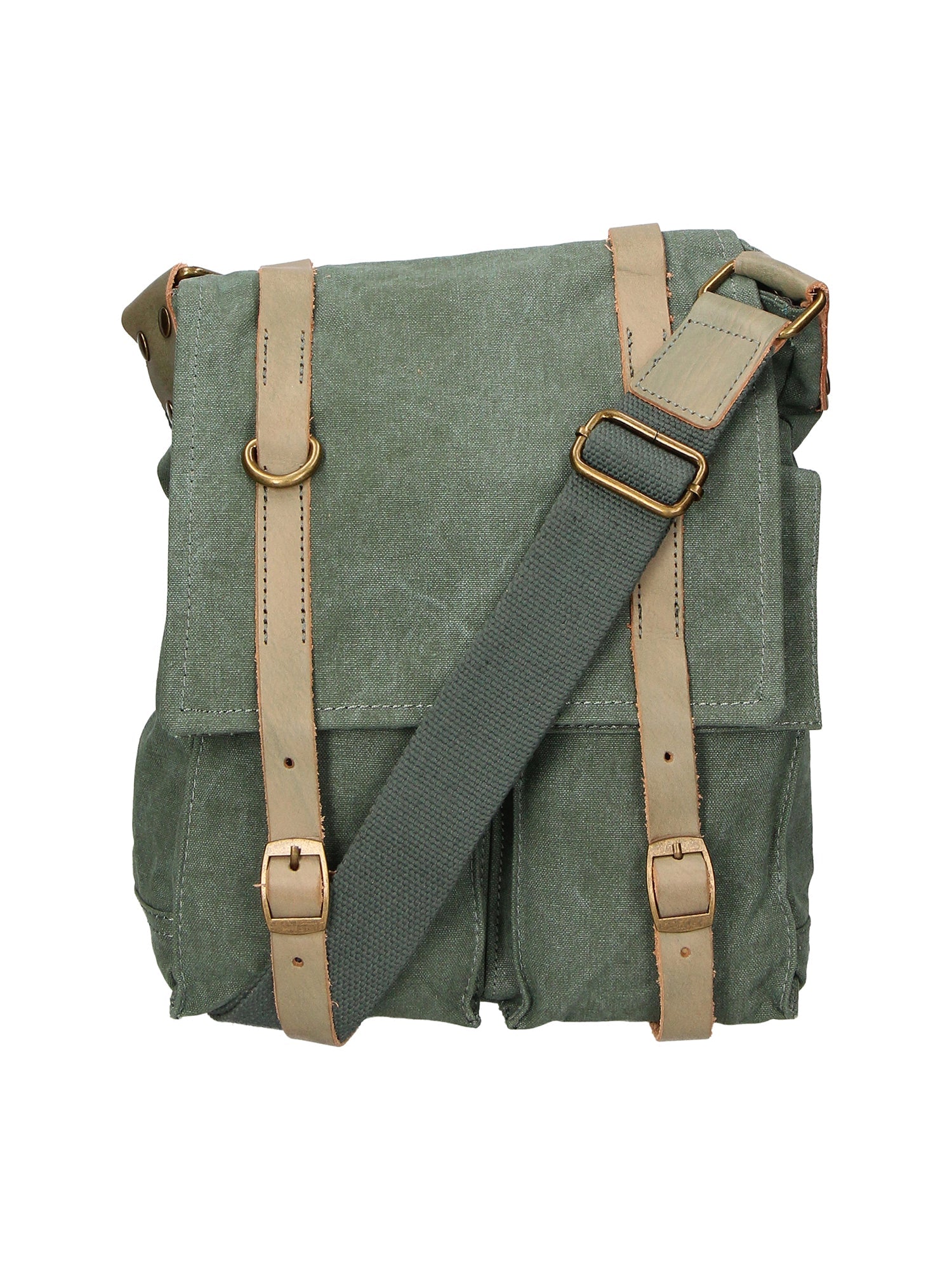 Milena Borsa a tracolla unisex Canvas e vera pelle ZG3009-VERDE GREEN Chiara Ferretti