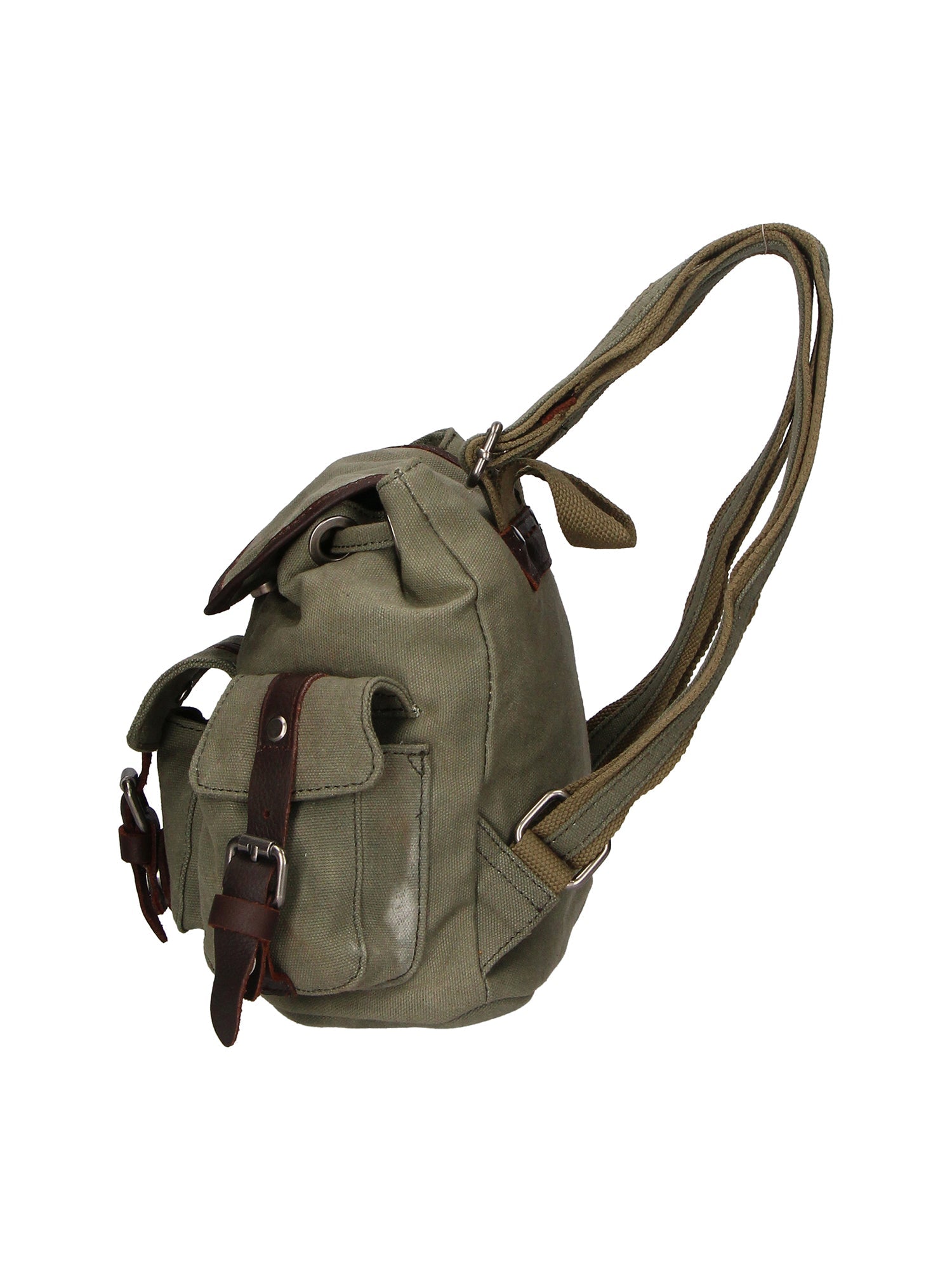 Micaela ZG3006-VERDE GREEN Zaino unisex in canvas e vera pelle Chiara Ferretti