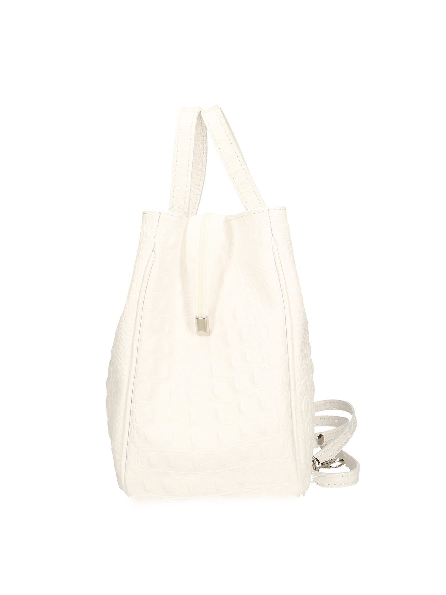 Ascoli Borsa a mano da donna Pelle stampata cocco 7718-BIANCO Chiara Ferretti