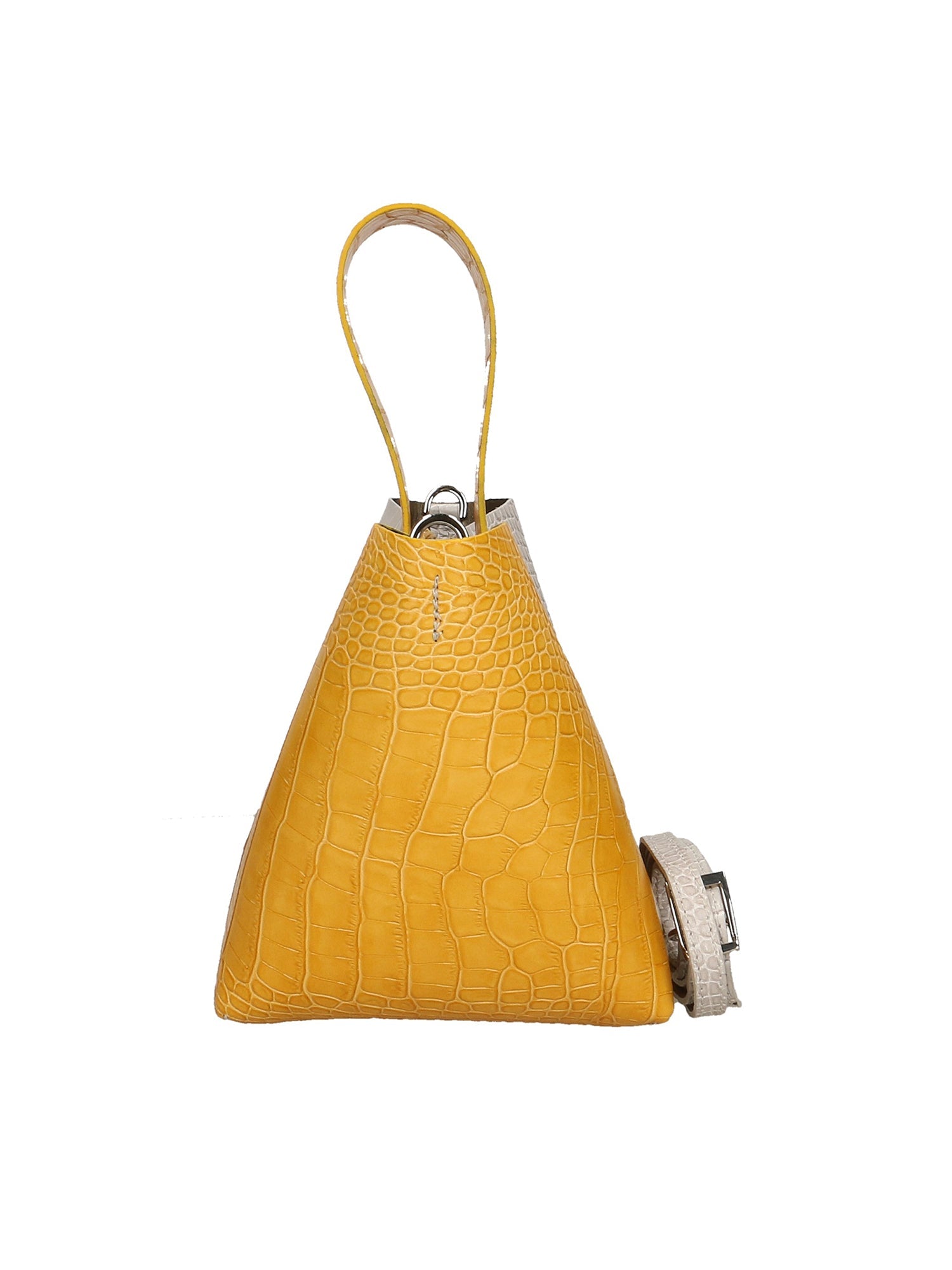 Ombretta Borsa a mano da donna Vera pelle 00643-C36+C16 SENAPE MUSTARD+GRIGIO GREY Chiara Ferretti