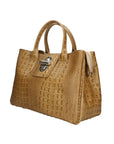 Ascoli Borsa a mano da donna Pelle stampata cocco 7718-TAUPE Chiara Ferretti