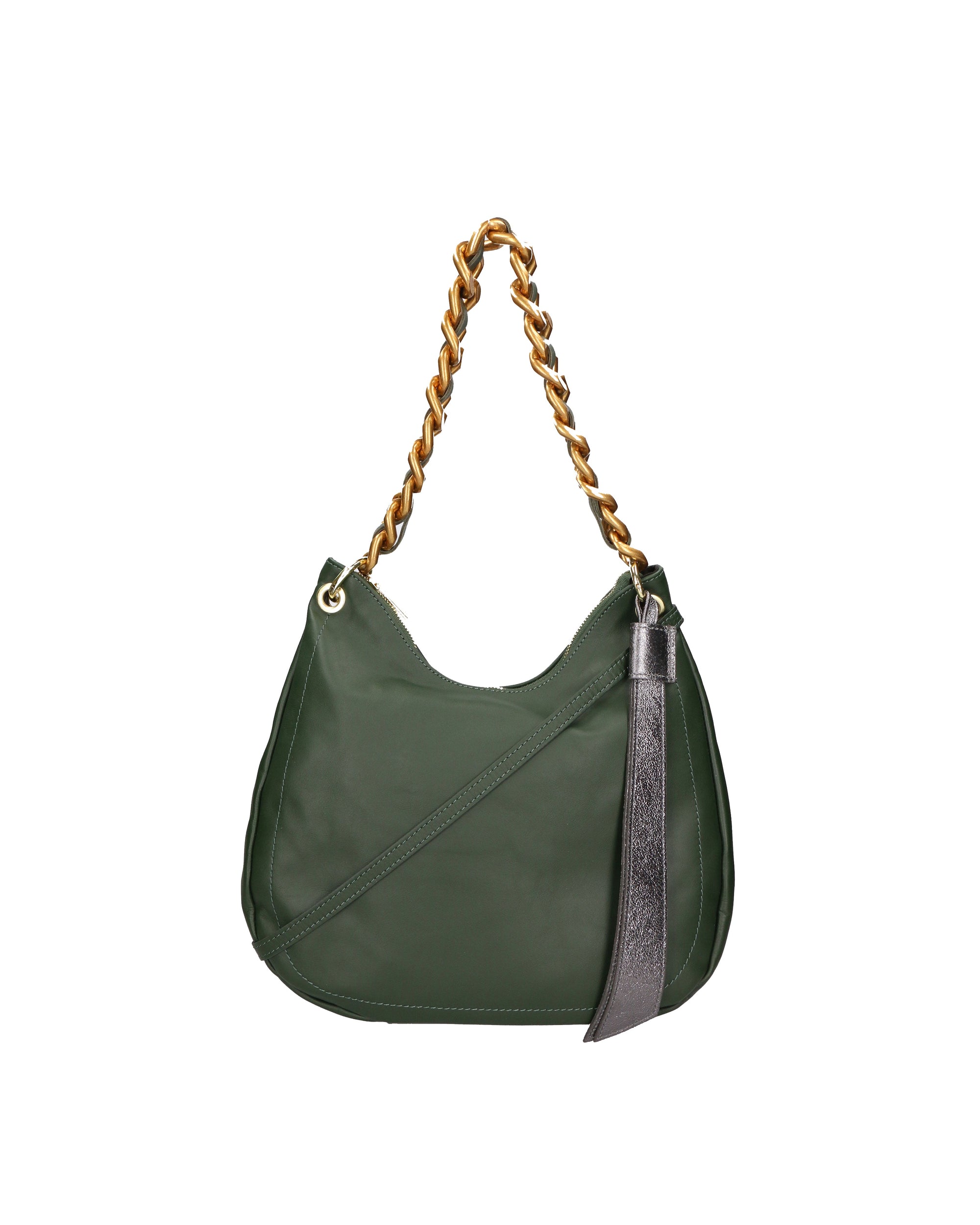 Artemisia Borsa a spalla da donna Vera pelle 05462-S14 VERDE SCURO+L020 FERRO Chiara Ferretti