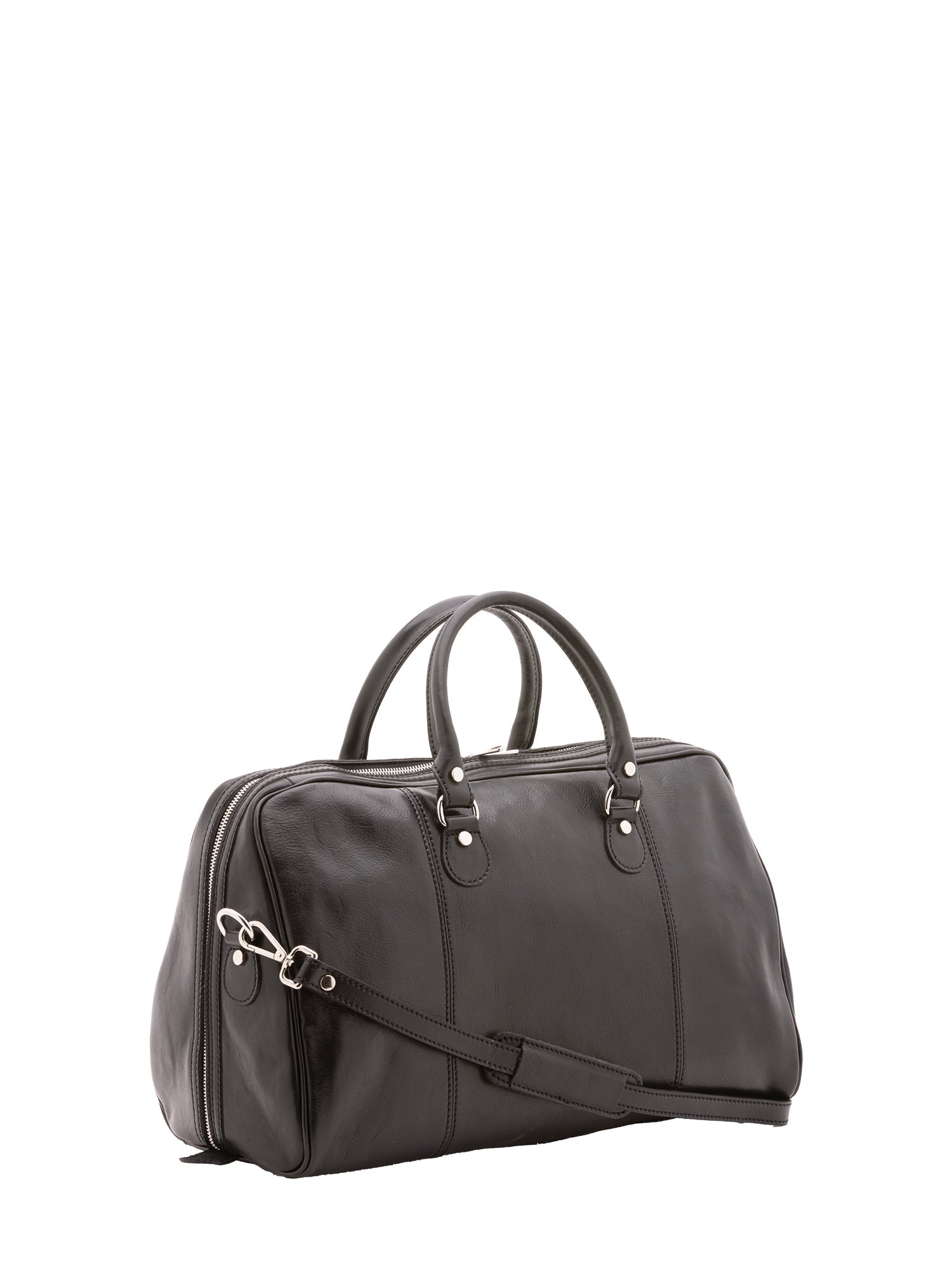 Borsa da viaggio unisex in vera pelle 100% cotone 4040-NERO Alessia Firenze