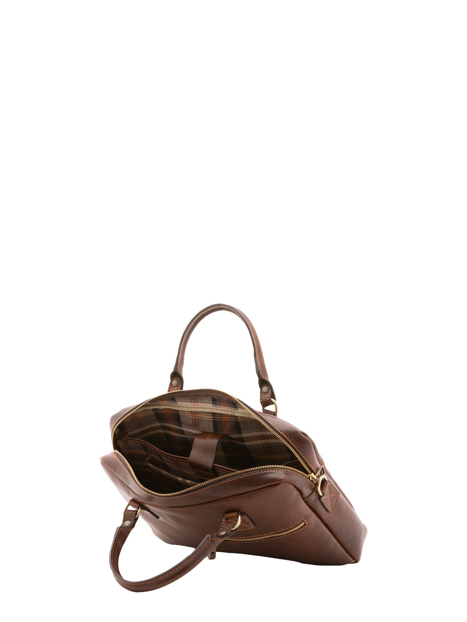 Borsa a mano unisex in vera pelle Made in Italy 4318-TESTA DI MORO Alessia Firenze