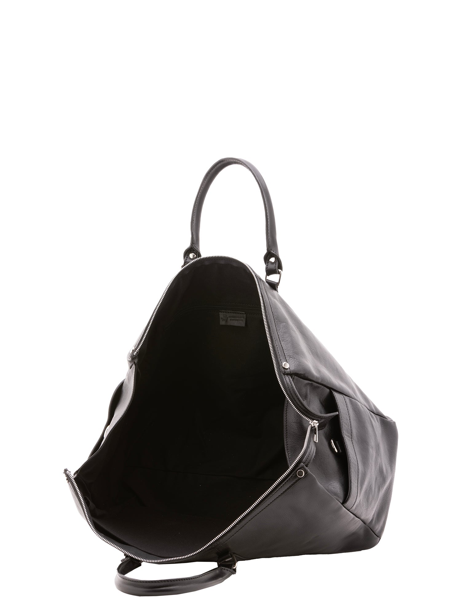 Borsa da viaggio unisex vera pelle 100% cotone 4546-NERO Alessia Firenze