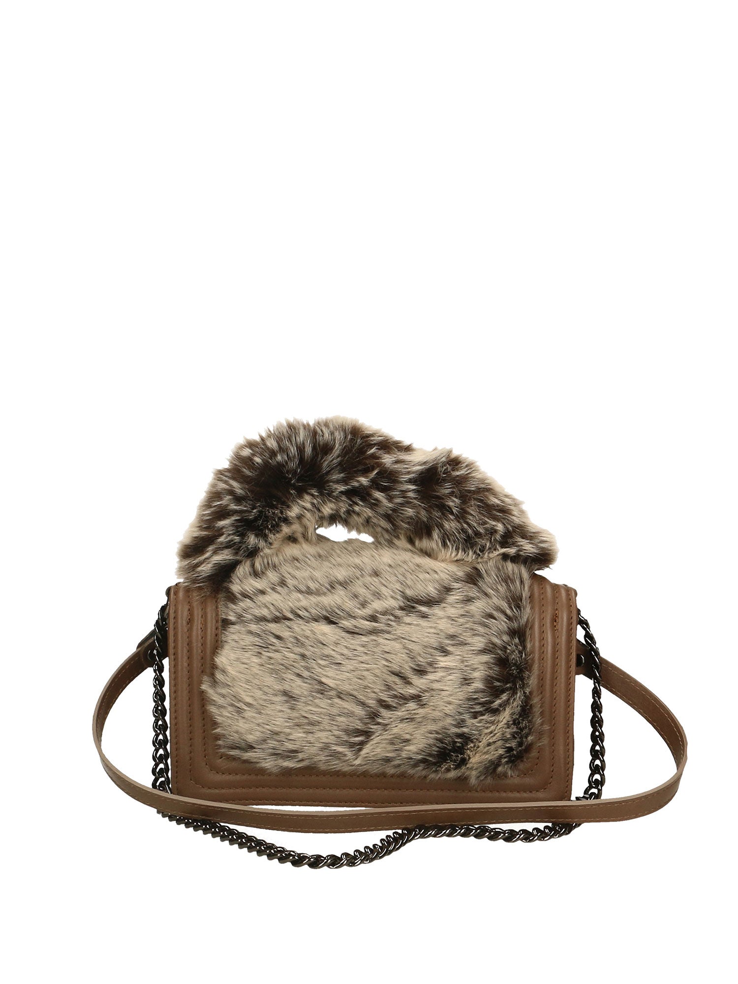 Silvana Pro Borsa a tracolla donna Vera pelle + Calfhair 6599-TAUPE Chiara Ferretti