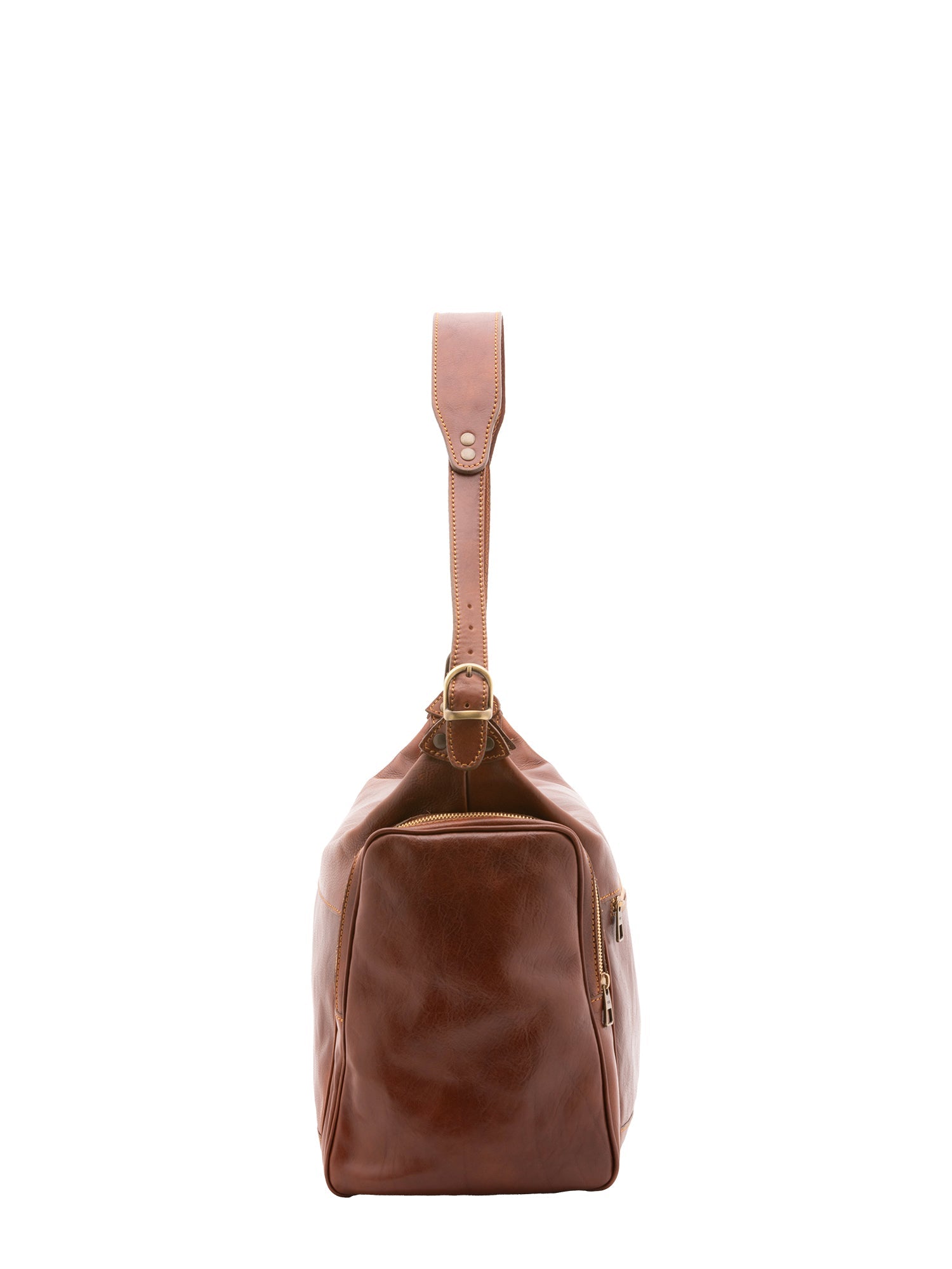 Borsa da viaggio unisex in vera pelle 100% cotone 4037-MARRONE Alessia Firenze