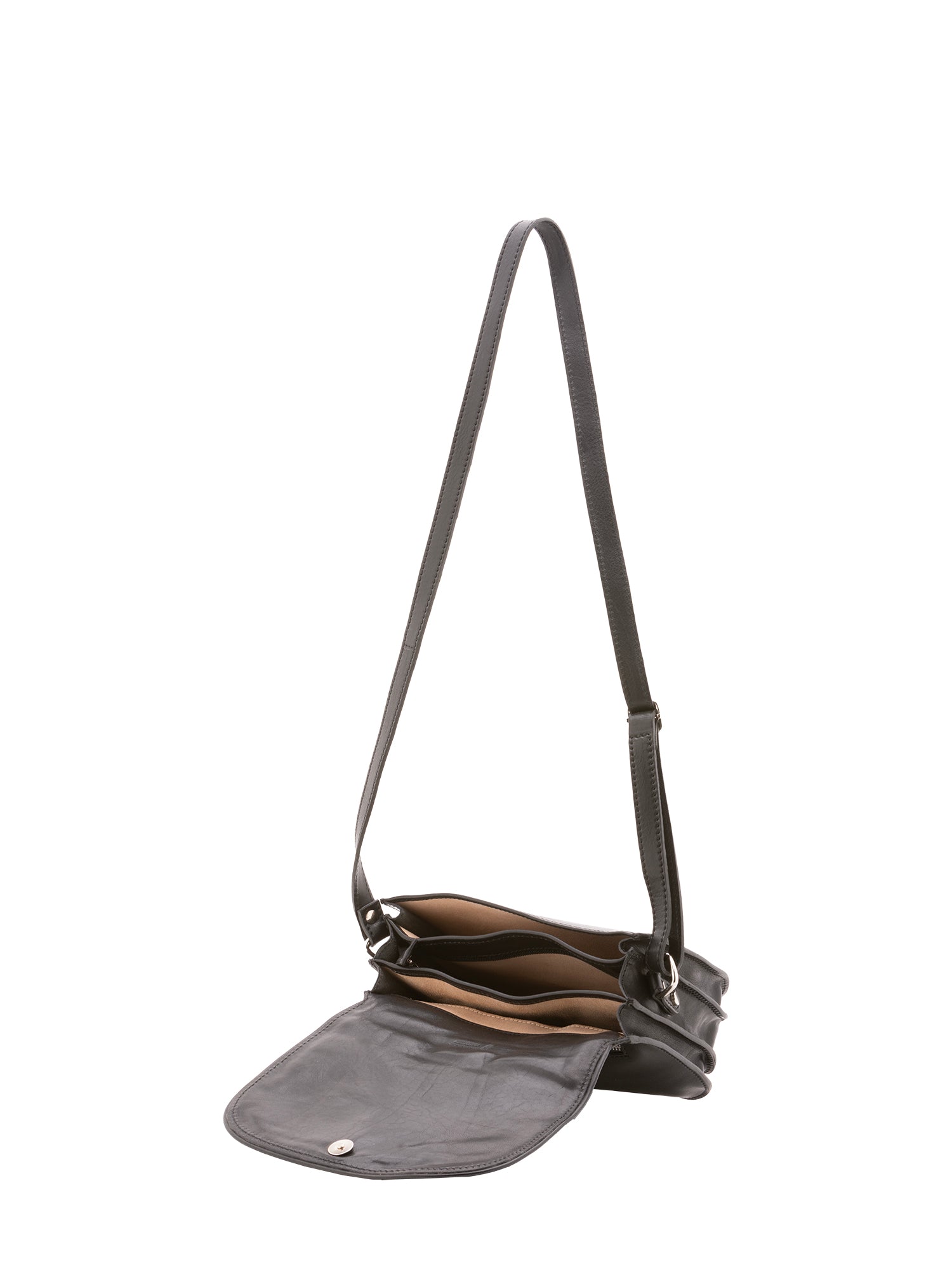 Borsa a tracolla da donna 100% vera pelle 4582-NERO Alessia Firenze