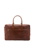 Borsa da viaggio unisex vera pelle 100% cotone 4562-MARRONE Alessia Firenze