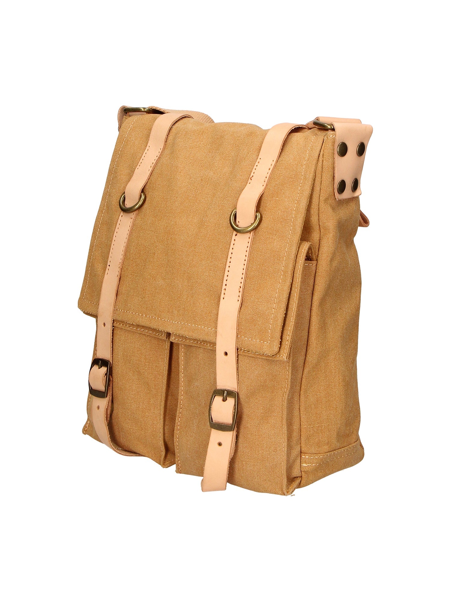 Milena Borsa a tracolla unisex Canvas e vera pelle ZG3009-CUOIO COGNAC Chiara Ferretti