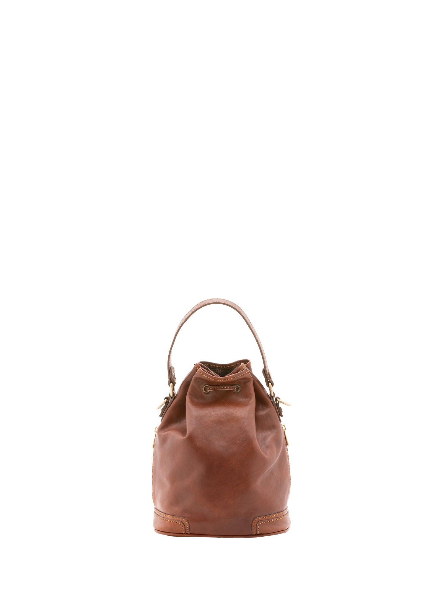 Borsa a secchiello unisex in vera pelle 100% cotone 4535-MARRONE Alessia Firenze