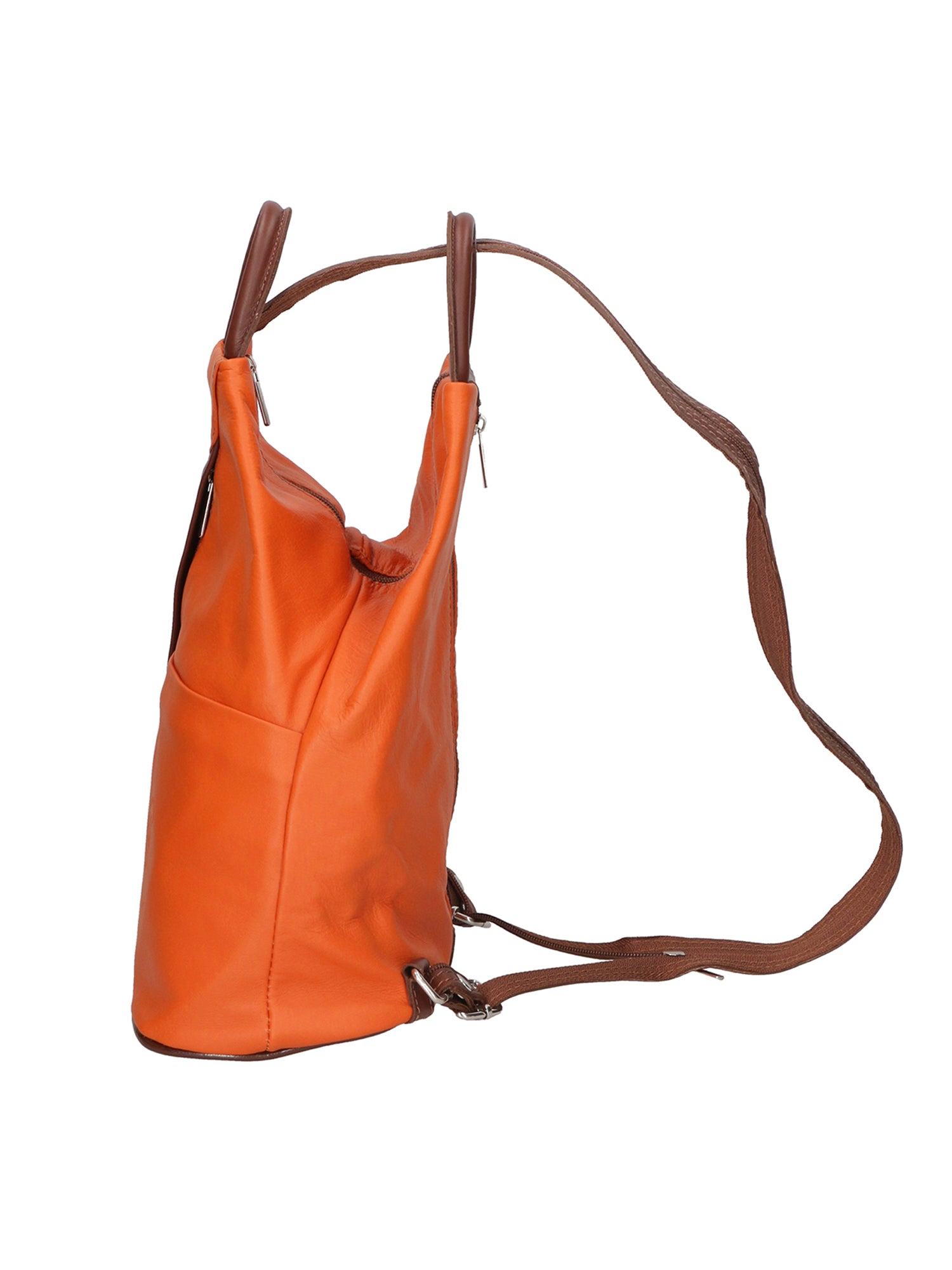 Erika Zaino da donna in vera pelle Casual 80072-ARANCIO-MARRONE Chiara Ferretti