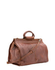 Borsa da viaggio unisex in vera pelle 100% cotone 4563-MARRONE Alessia Firenze