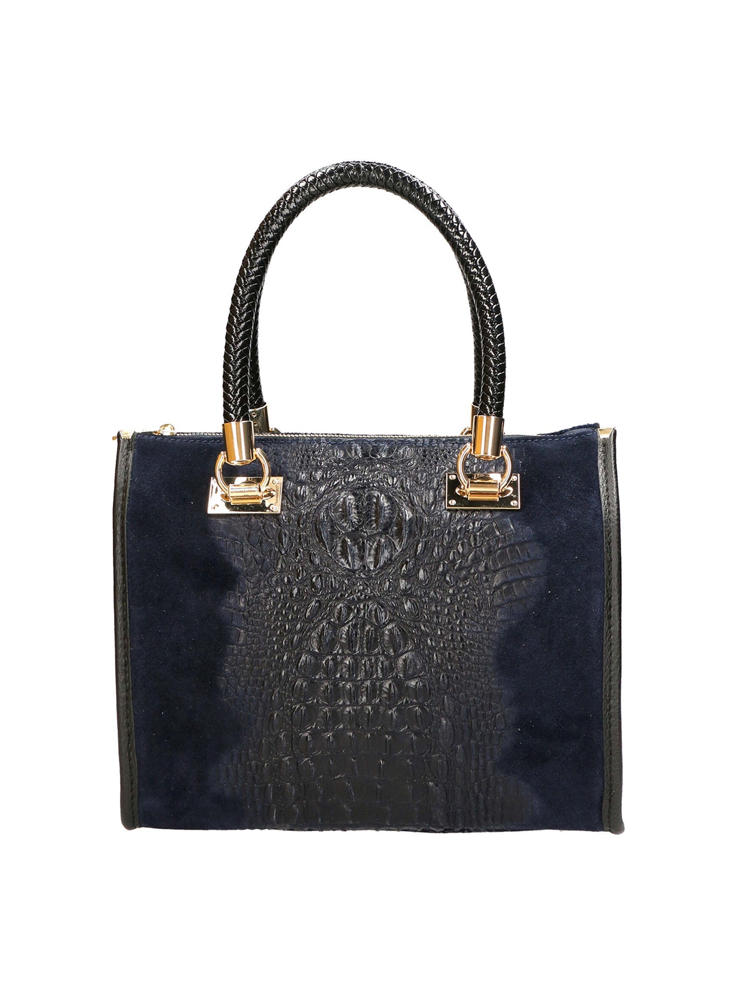 Edna Borsa a bauletto da donna Pelle e camoscio stampato croco 80044-012 BLU JEANS Chiara Ferretti