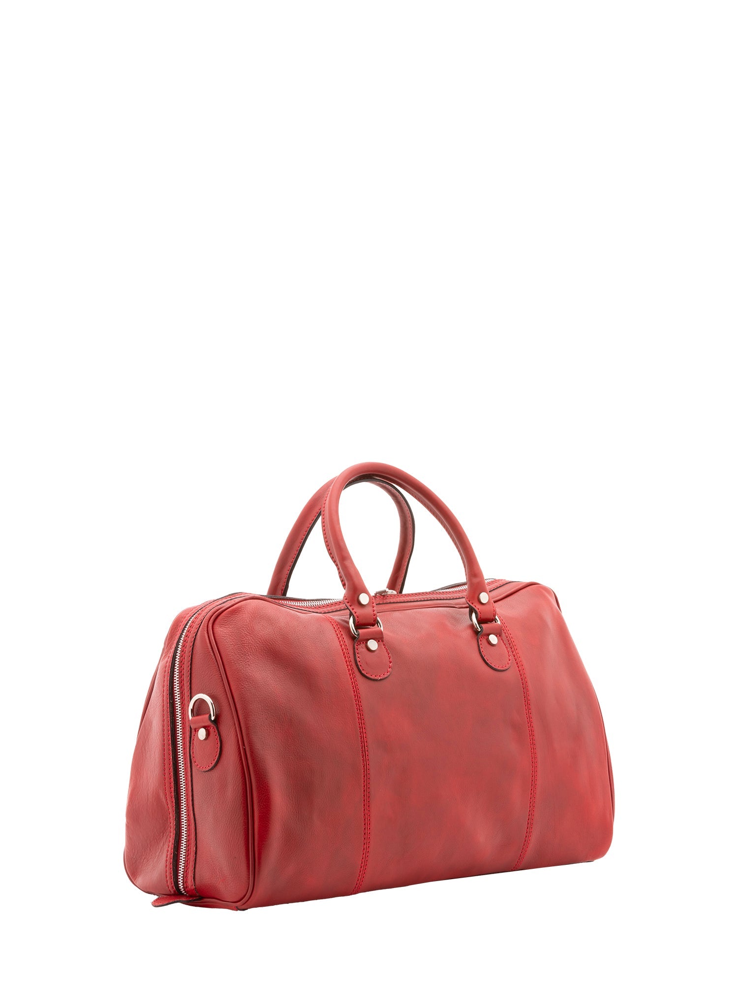 Borsa da viaggio unisex in vera pelle 100% cotone 4040-ROSSO Alessia Firenze