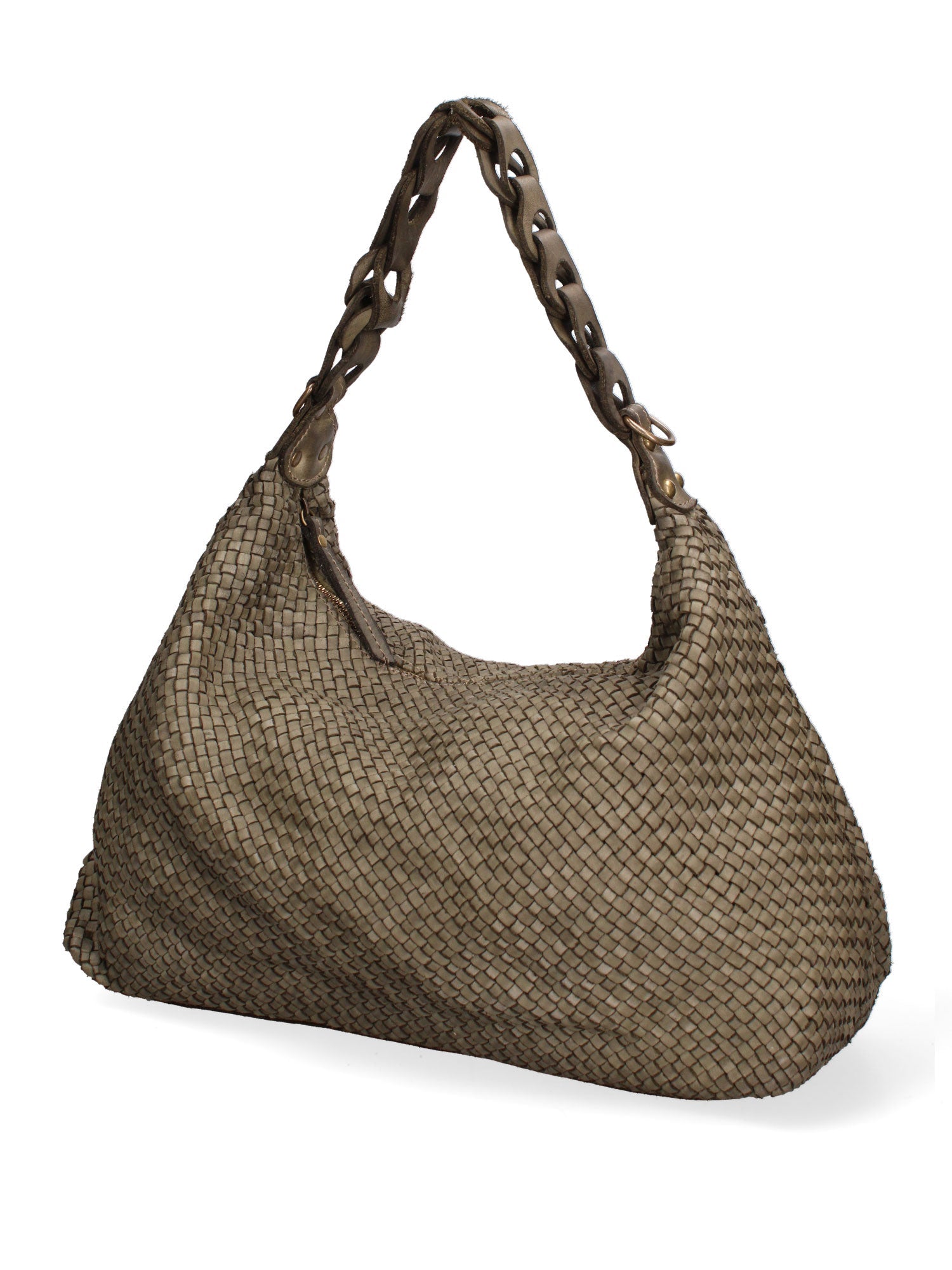 Asteria Borsa a spalla da donna Vera pelle 7799-VERDE MILITARE Chiara Ferretti