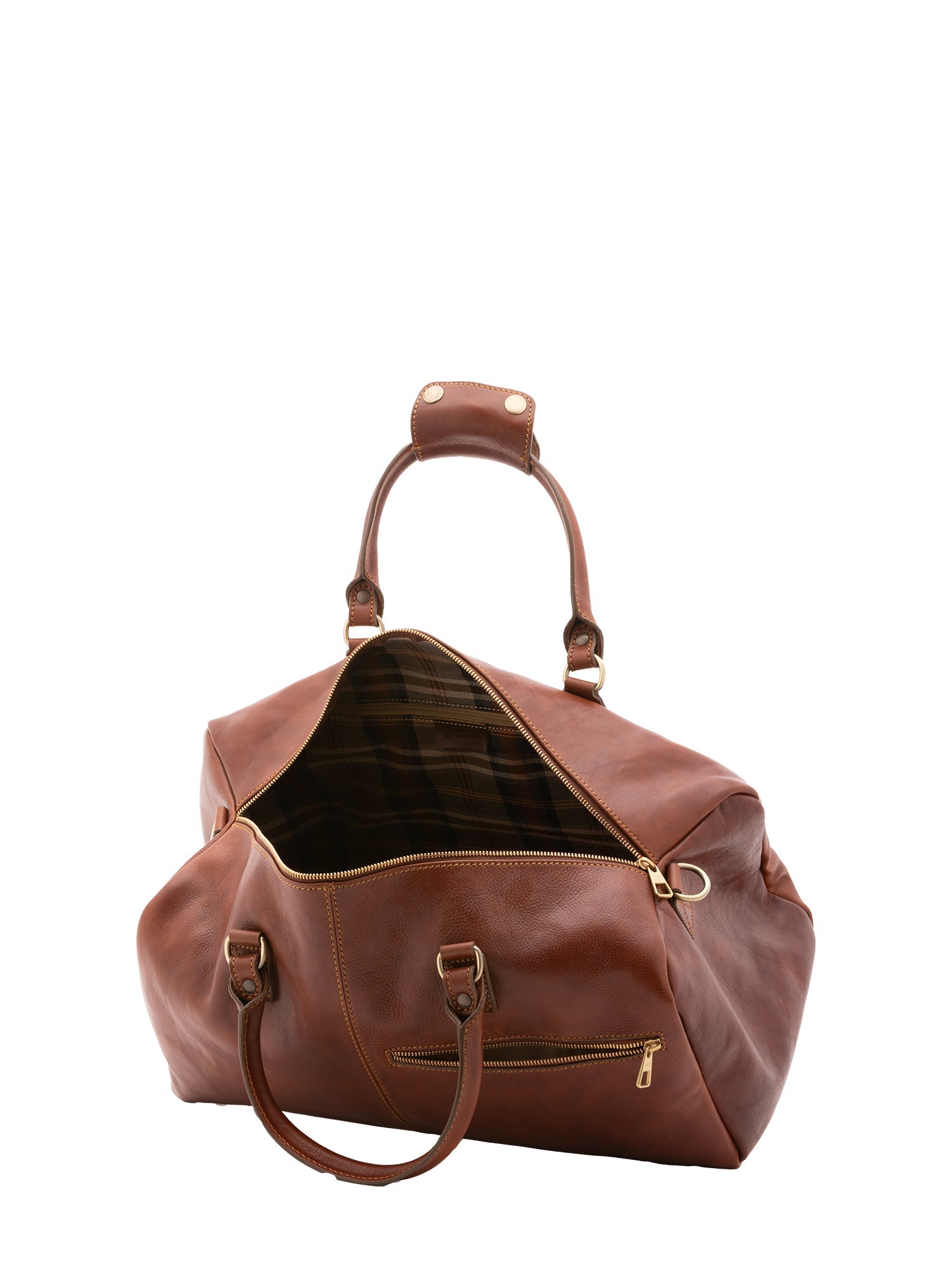 Borsa da viaggio unisex in vera pelle 100% cotone 4311-MARRONE Alessia Firenze