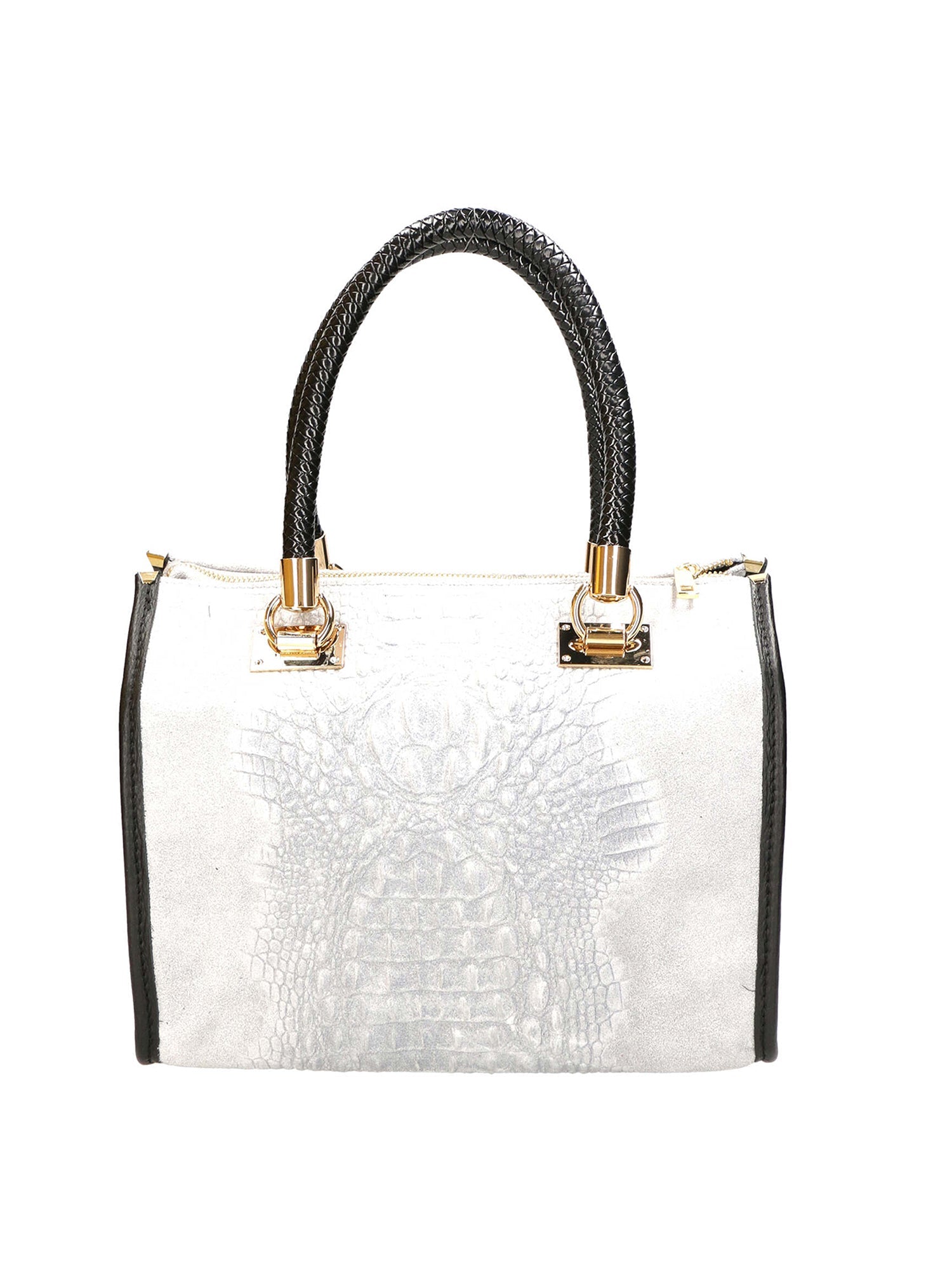 Edna Borsa a bauletto da donna Pelle e camoscio stampato croco 80044-018 GRIGIO MEDIO Chiara Ferretti