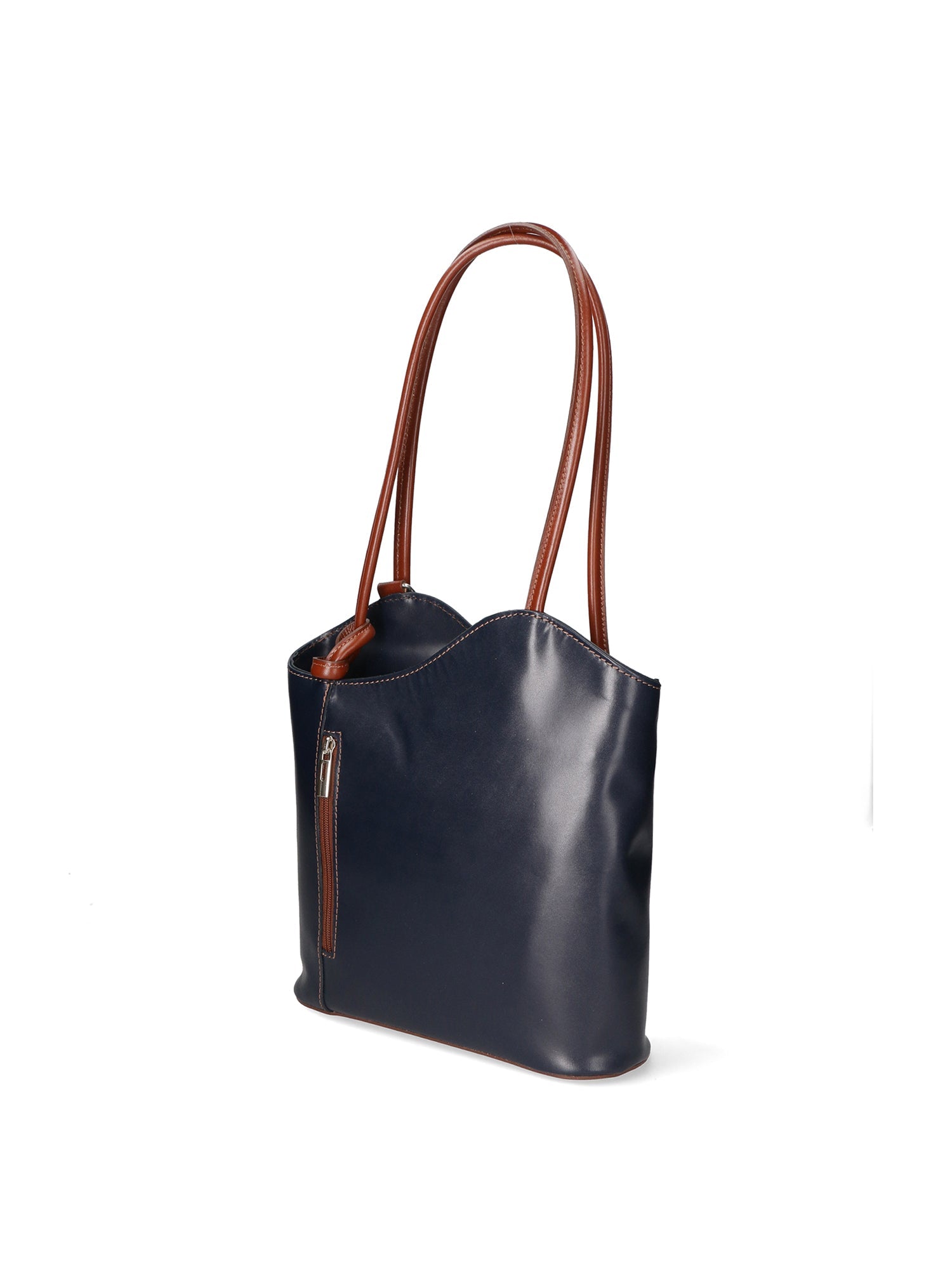 Fabiola Borsa a spalla da donna 100% pelle 9039-BLU MARRONE Chiara Ferretti